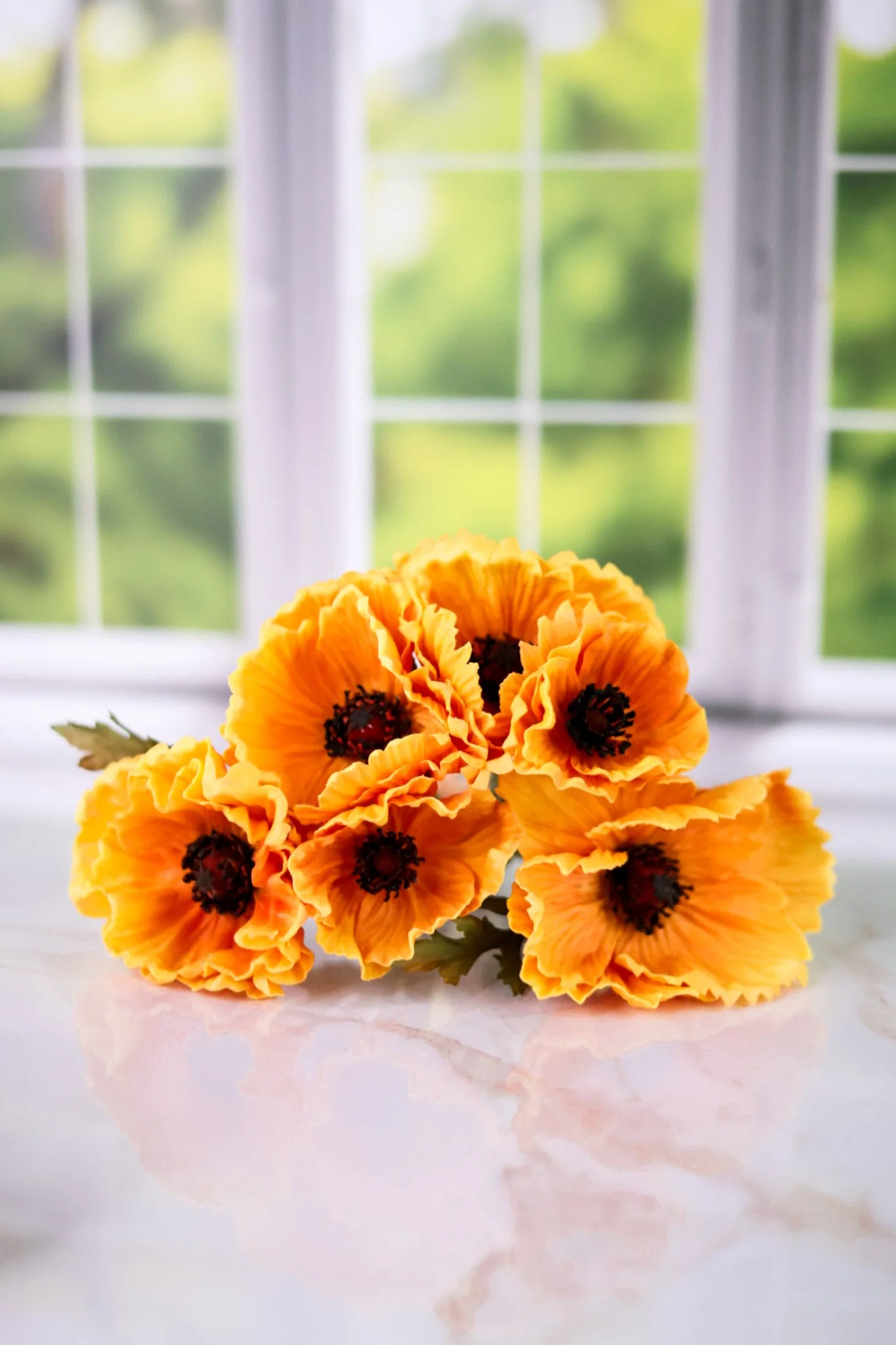 12.5" Yellow Real Touch Poppy Bundle (6 Stems) FINAL SALE