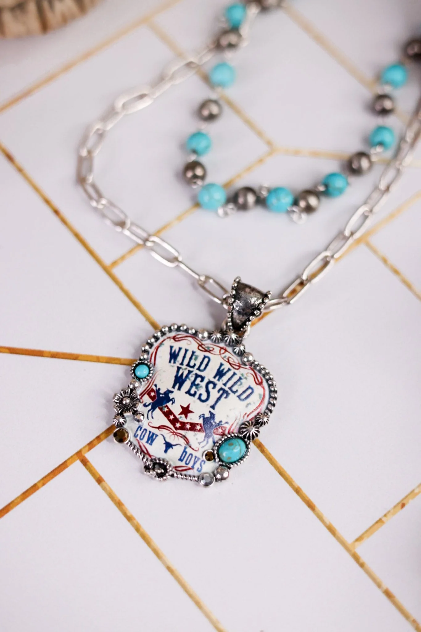 2 Layered Necklace With Wild Wild West Pendant - Image 2