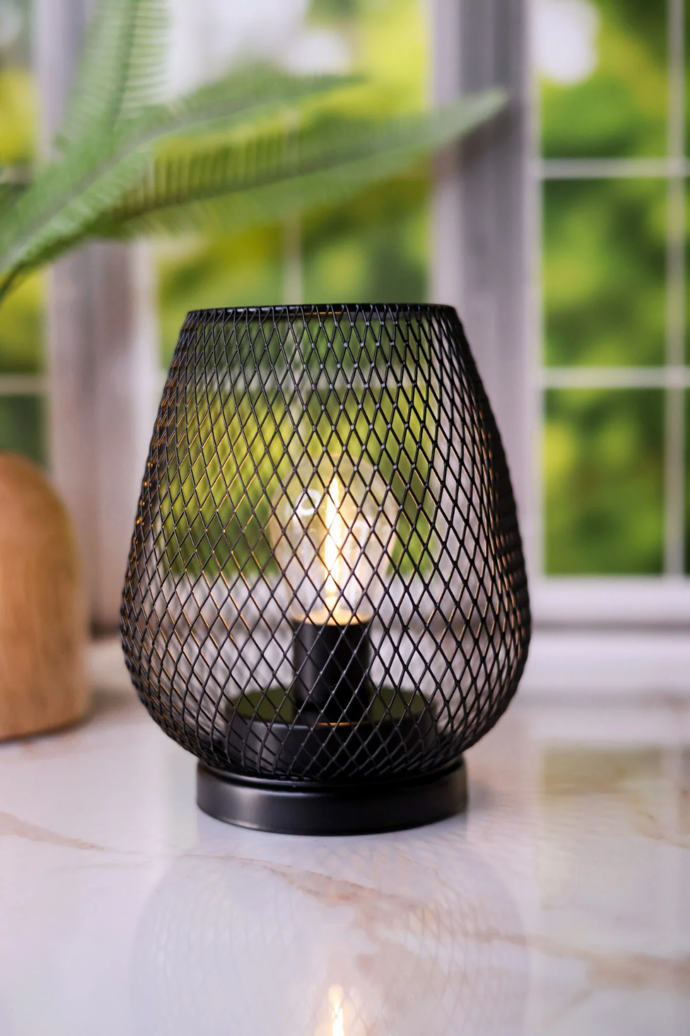 7" Black Metal Wire Lantern - Image 3