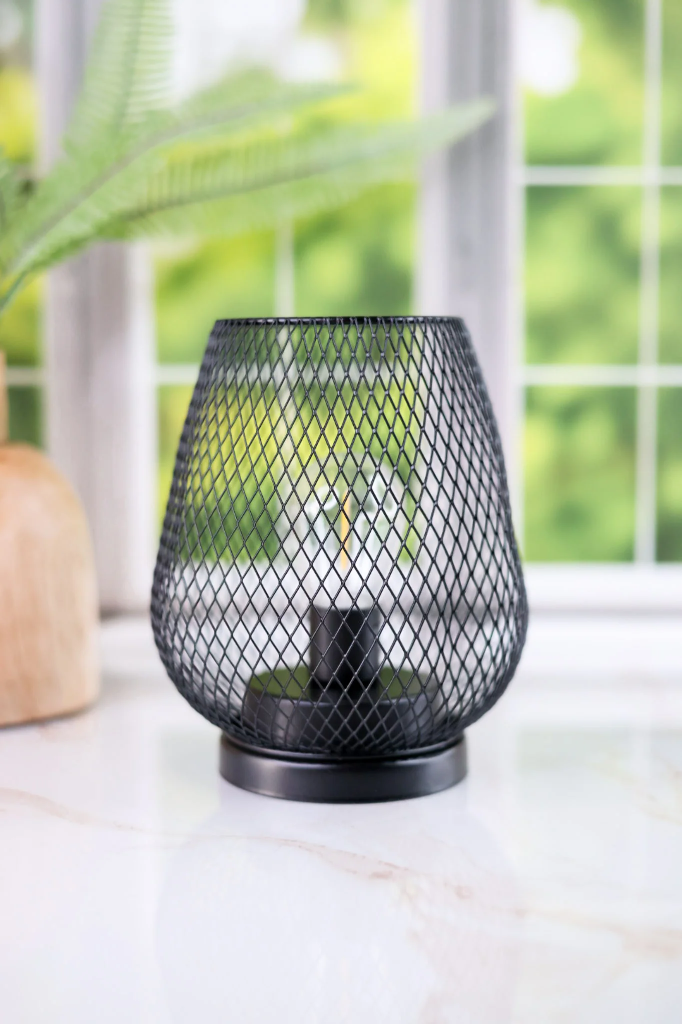 7" Black Metal Wire Lantern - Image 6