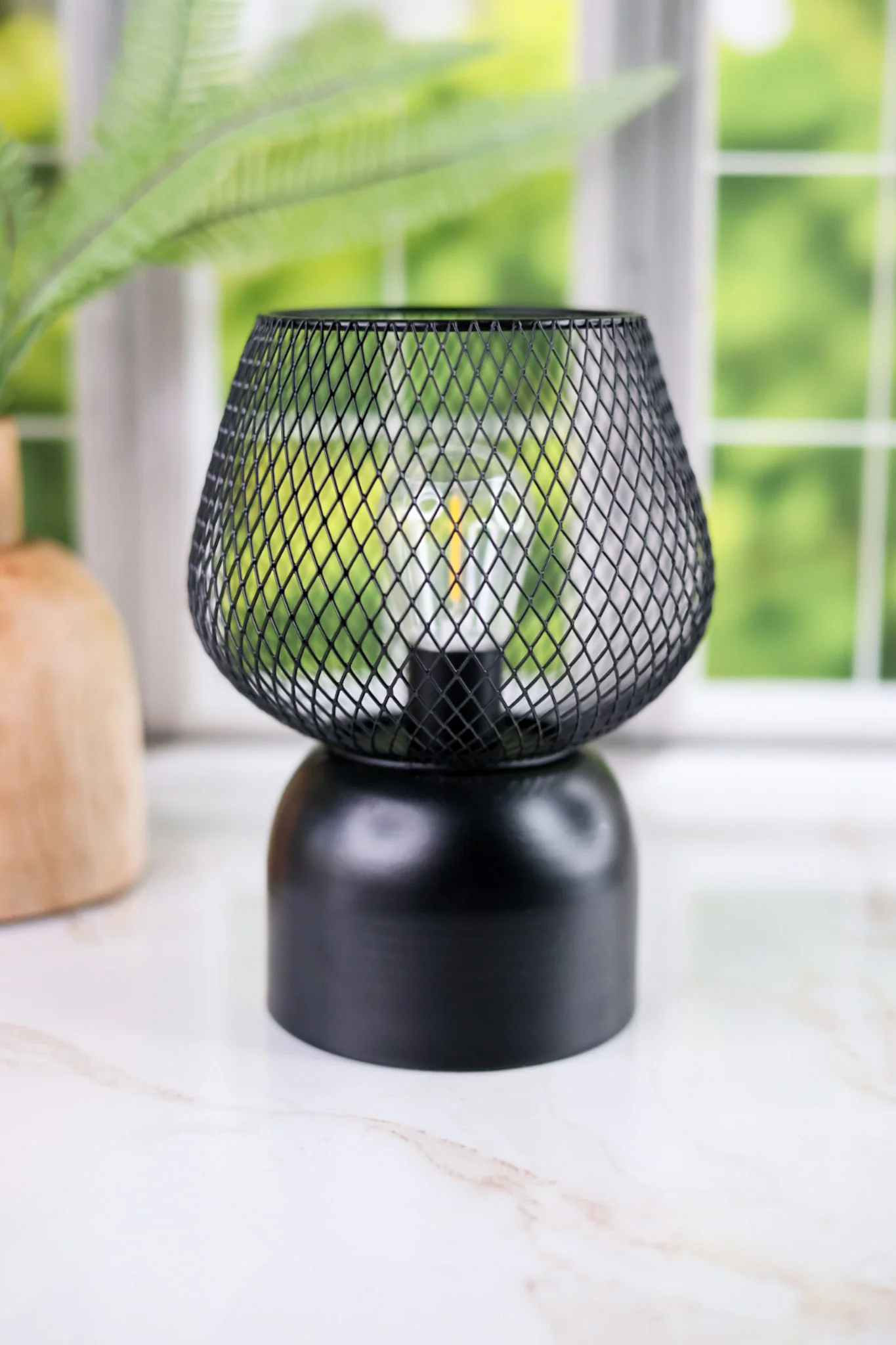 8" LED Black Metal Wire Lantern - Image 2