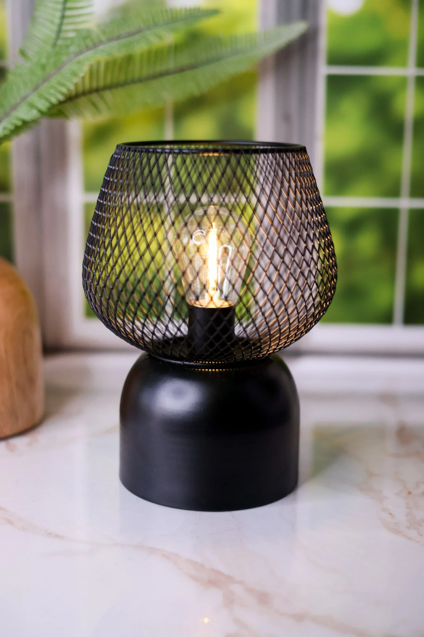 8" LED Black Metal Wire Lantern - Image 3
