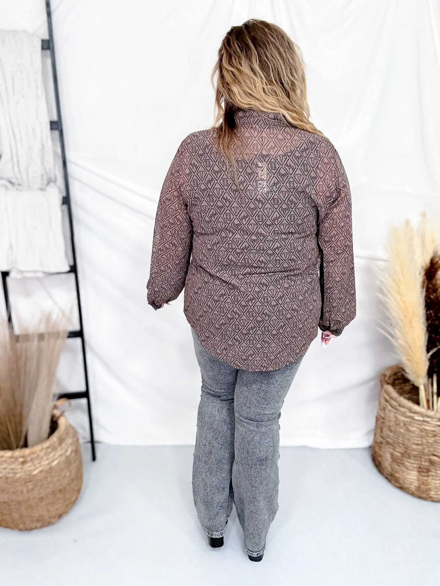 Badlands Sheer Long Sleeve Button Down Top FINAL SALE - Image 6