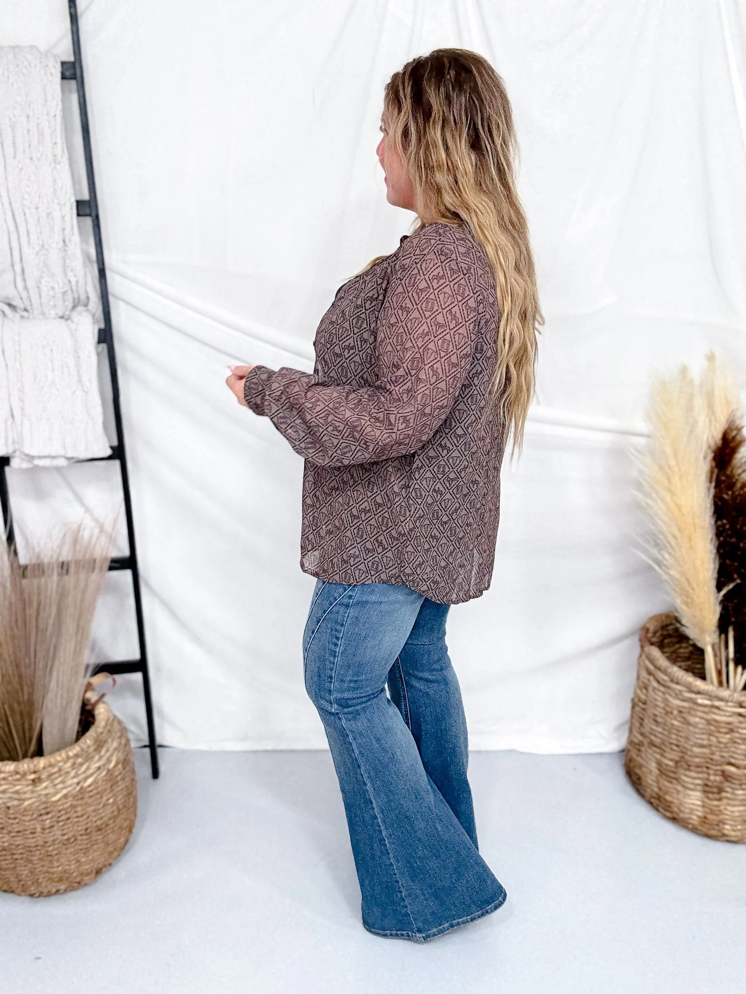 Badlands Sheer Long Sleeve Button Down Top FINAL SALE - Image 9