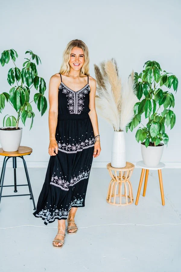 Black Embroidered Maxi Dress FINAL SALE - Image 14