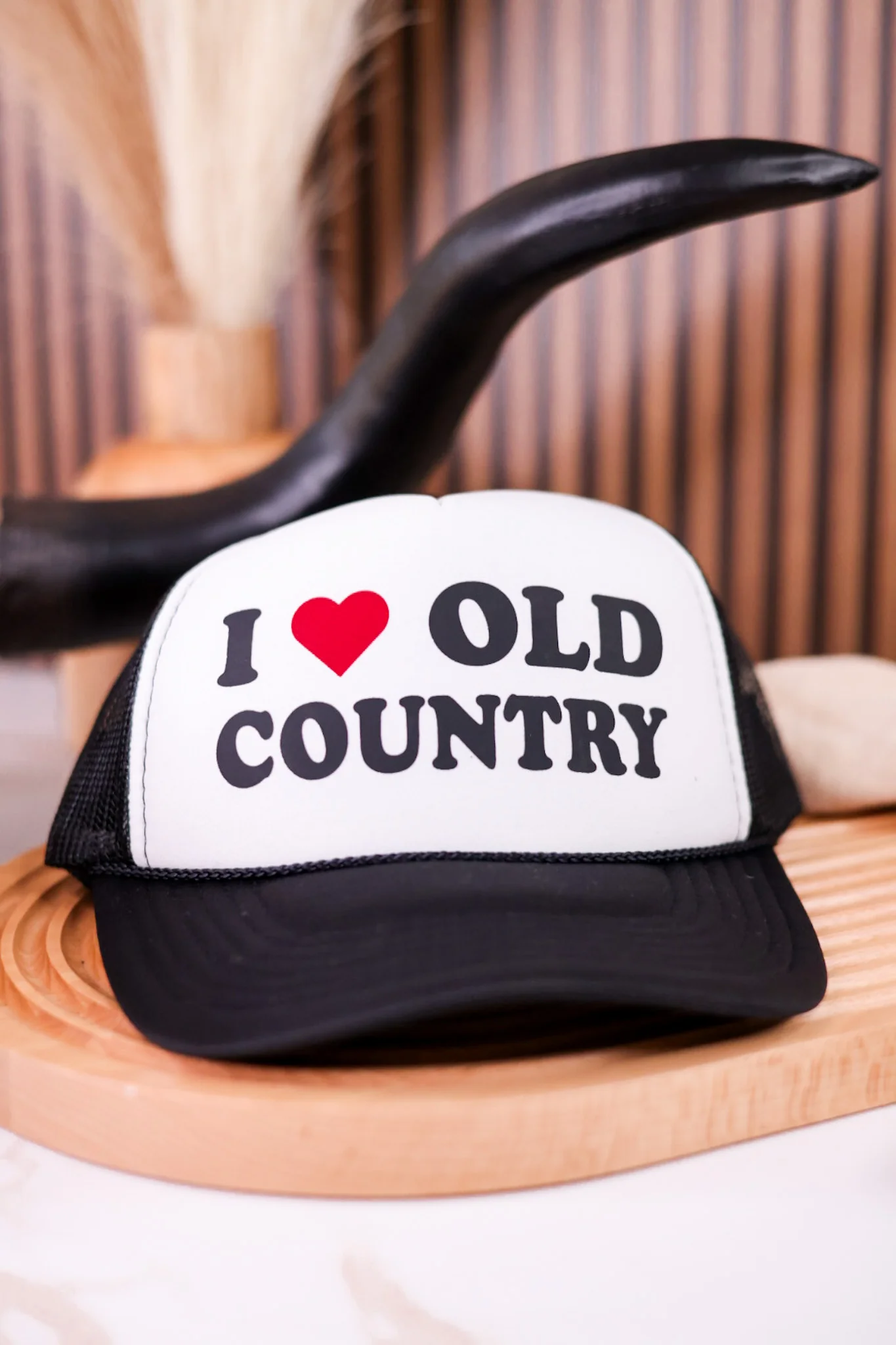 Black & White "I Love Old Country" Trucker Hat