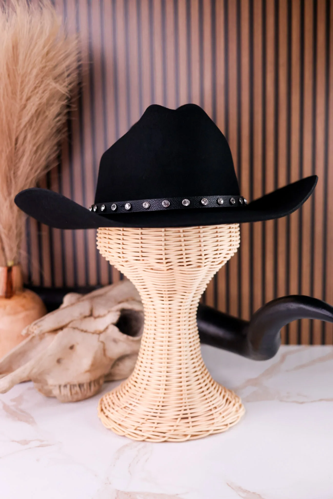 Wrangler Black Wool Cowboy Hat With Rhinestone Band - Image 7