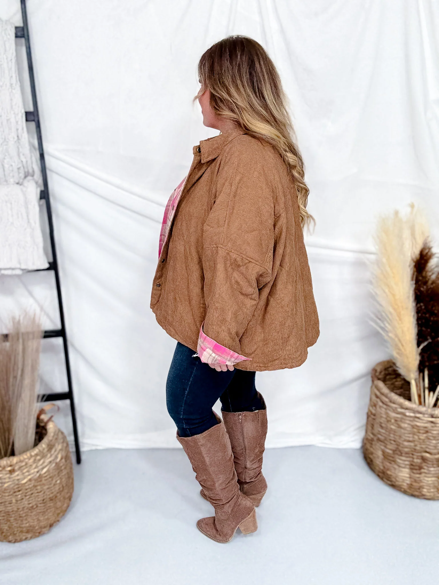 Brown & Pink Reversible Mixed Fabric Mackinaw Jacket FINAL SALE - Image 7