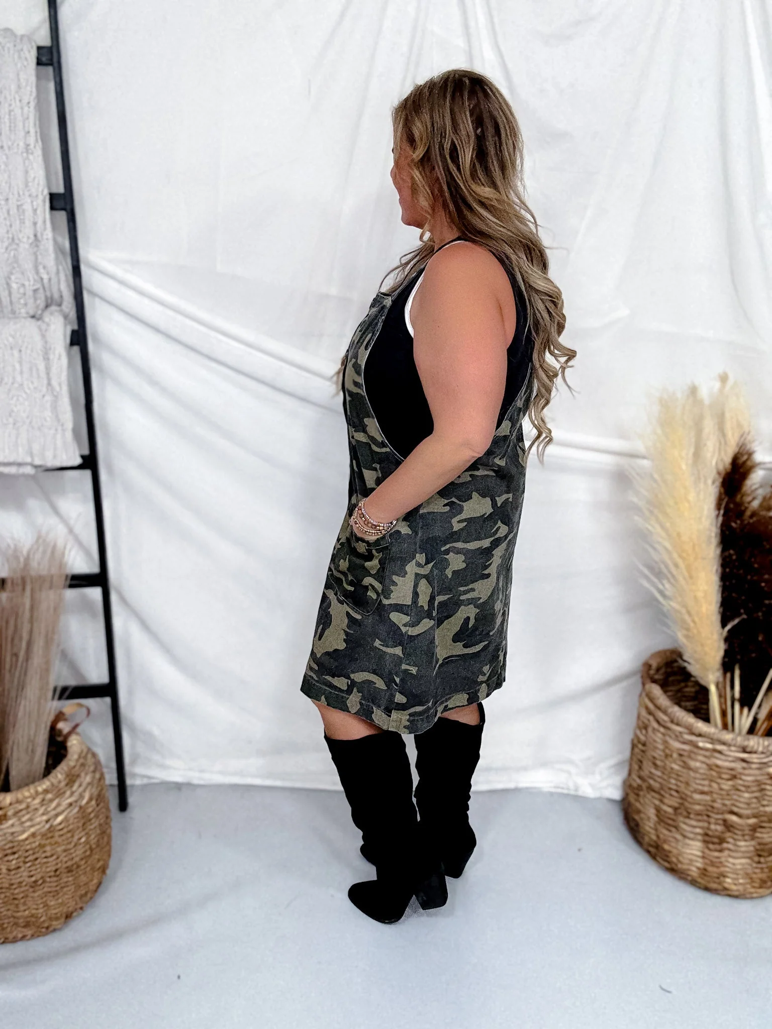 Camo Print Button Front Overall Dress - Image 4
