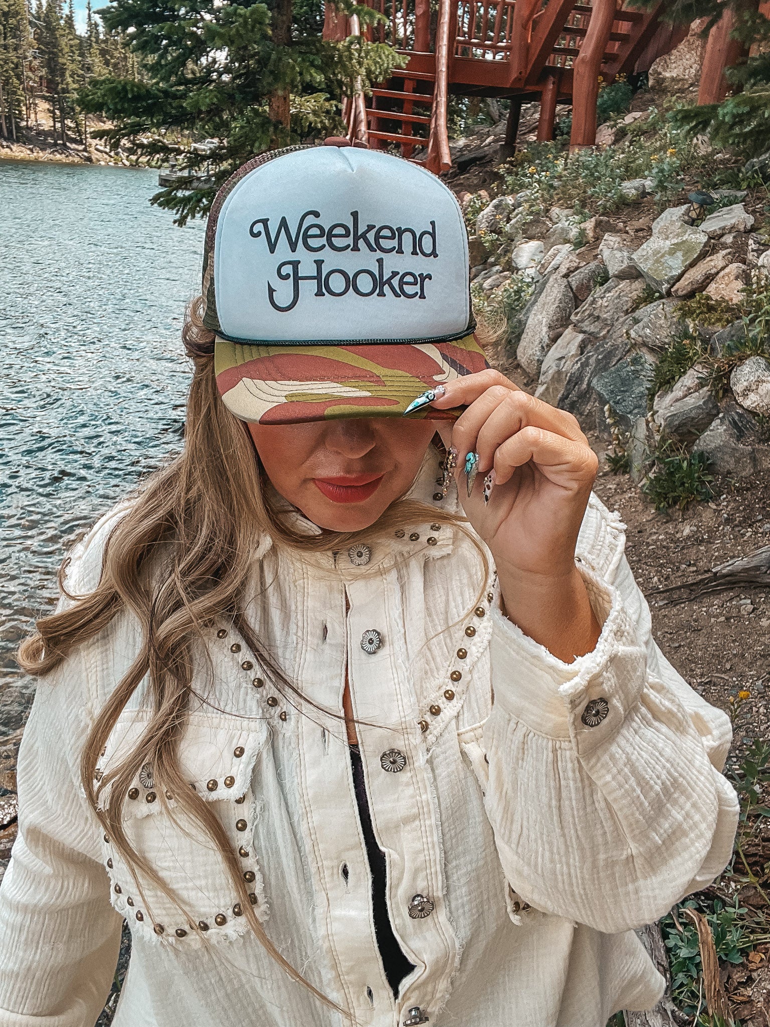 Camo Print Weekend Hooker Trucker Hat - Image 3