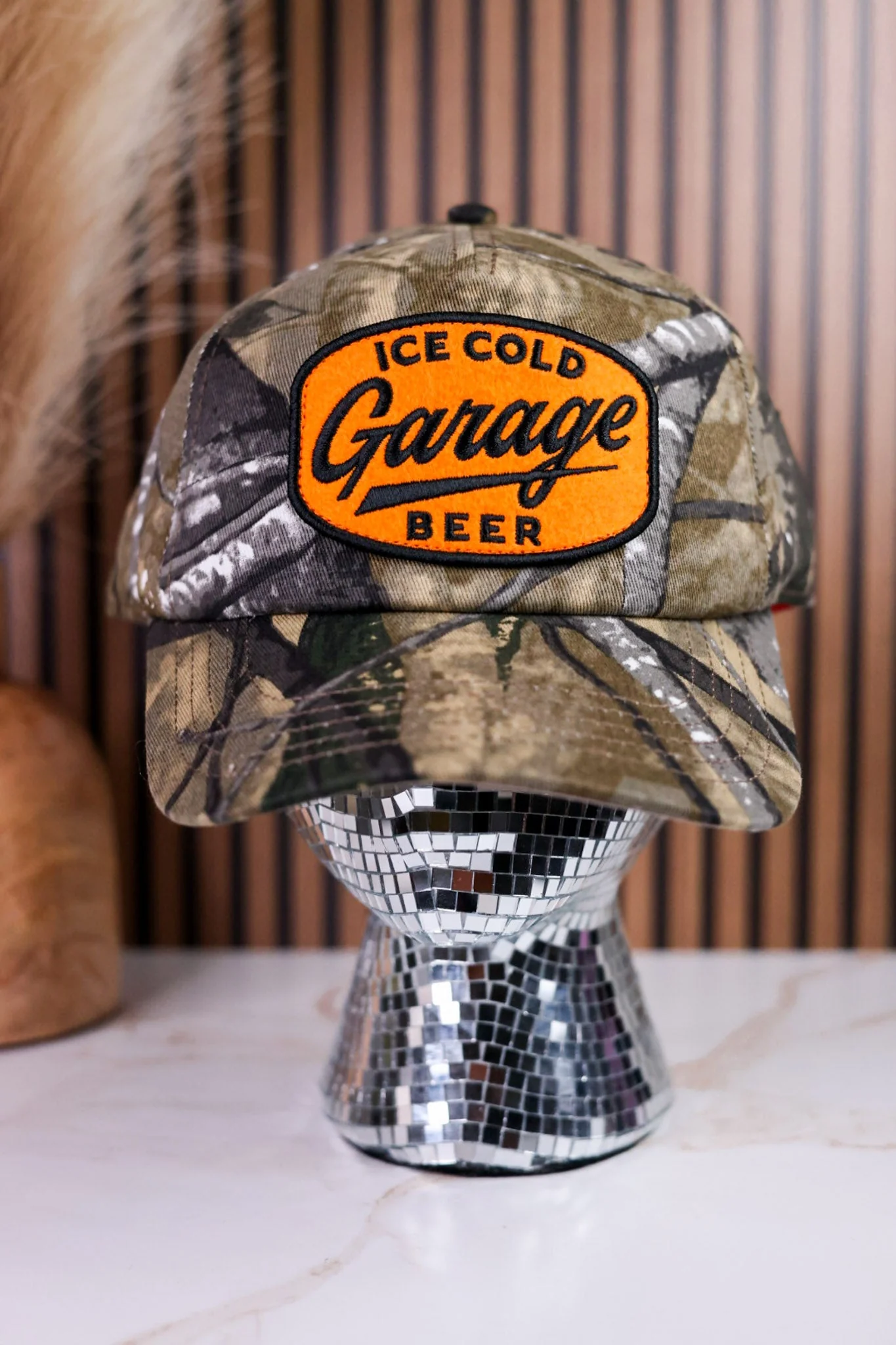 Camo Soft Crown Garage Beer Front Patch Trucker Hat FINAL SALE - Image 2
