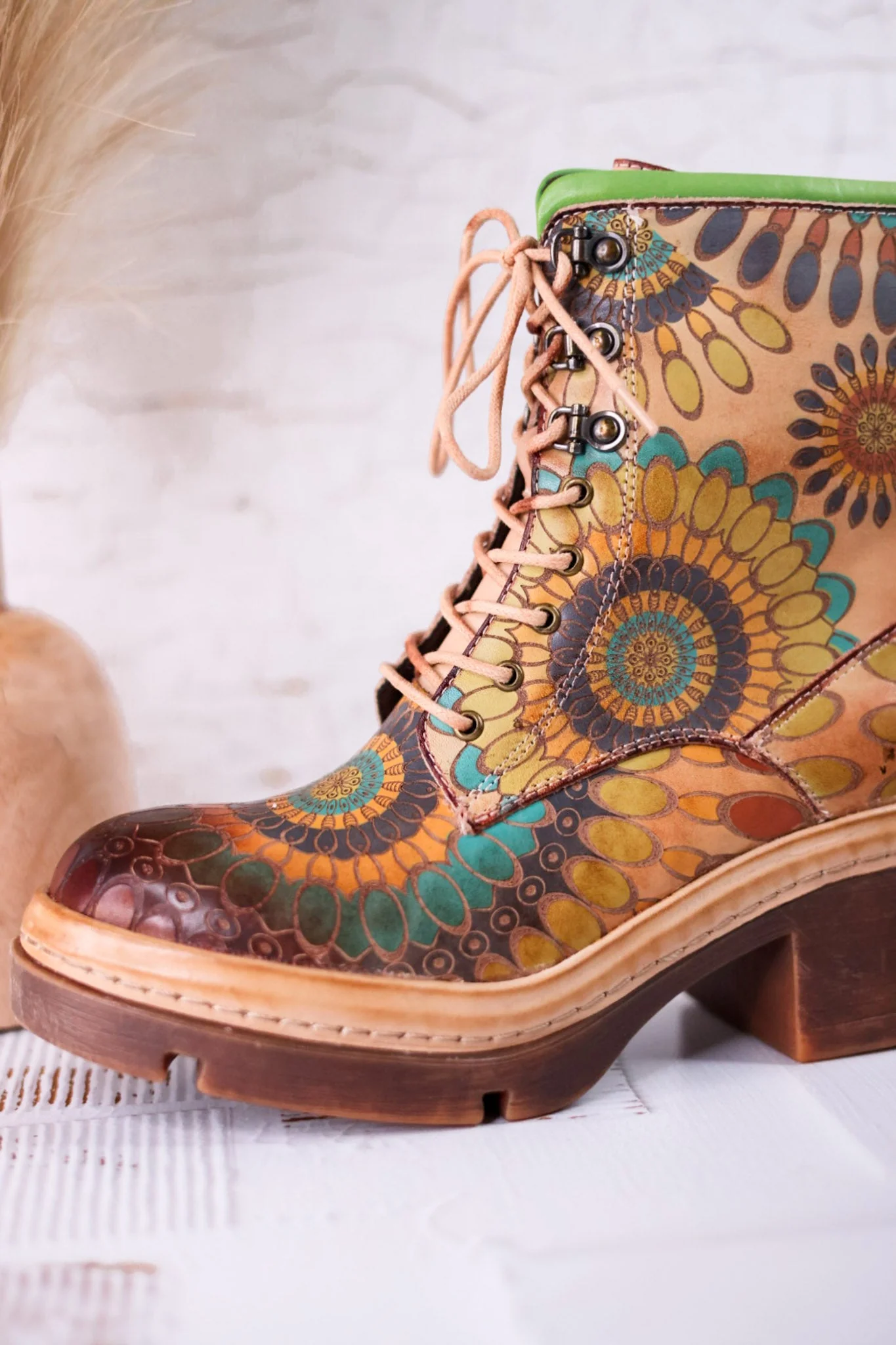 Carnivale Colorful Leather Boots With Platform Heel - Image 3
