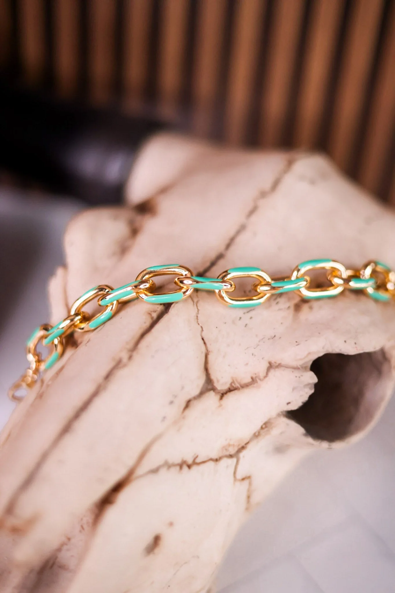 Chunky Teal Enamel Dipped Trucker Hat Chain - Image 3
