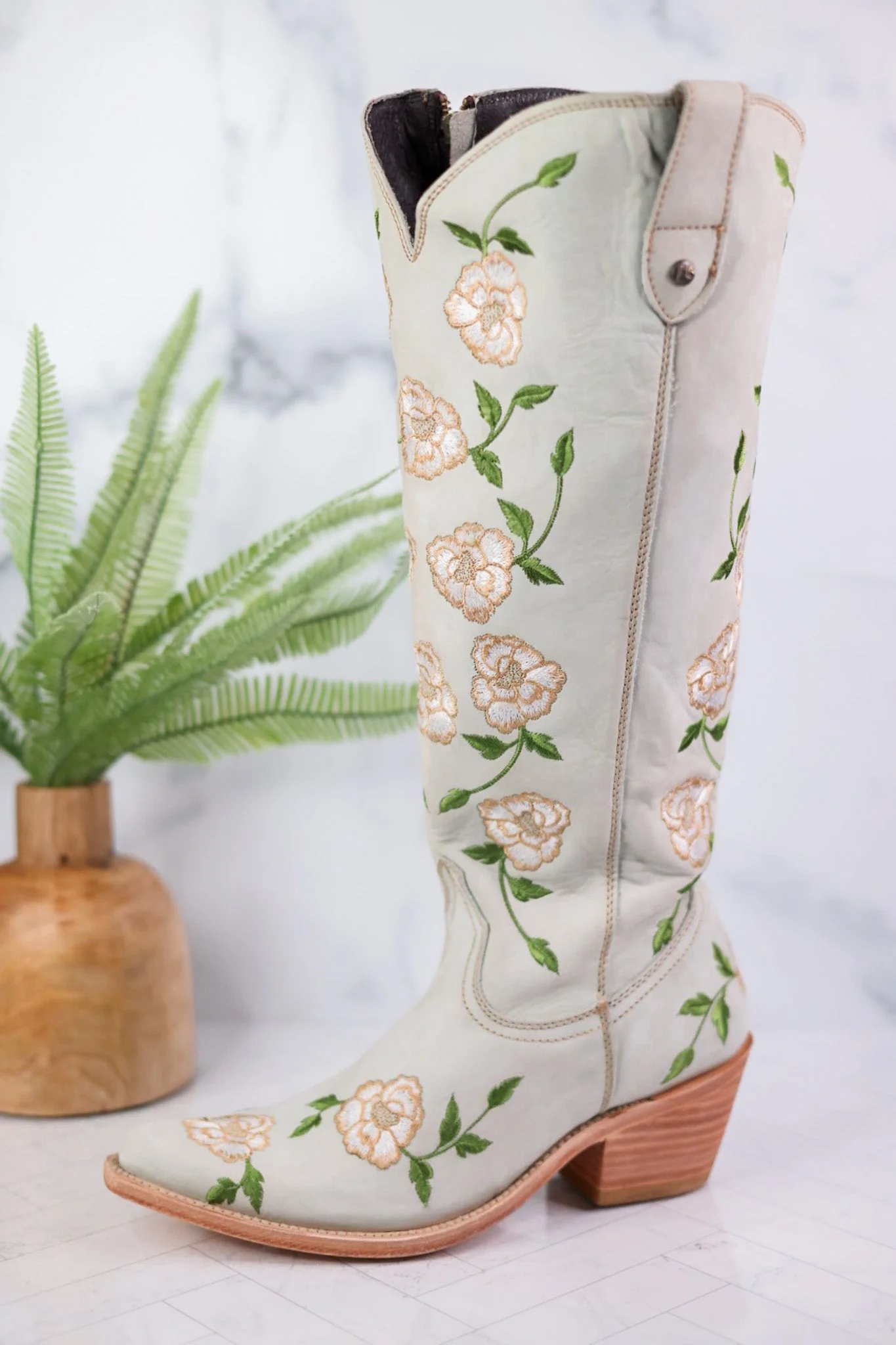 Grey Nobuck Claudina Wide Calf Boots - Image 7