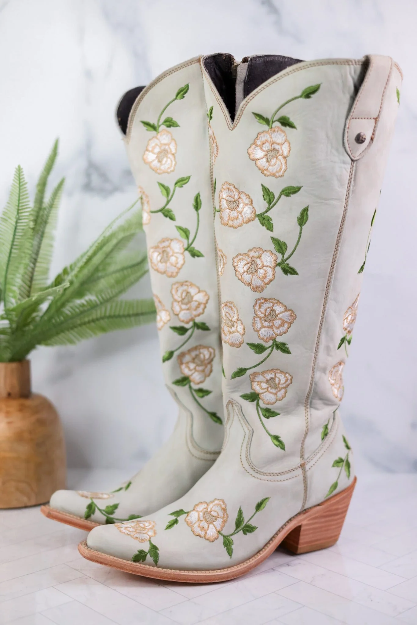 Grey Nobuck Claudina Wide Calf Boots - Image 8