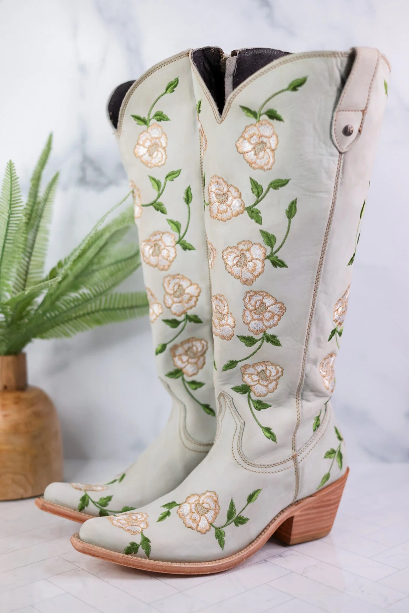 Grey Nobuck Claudina Wide Calf Boots - Image 9