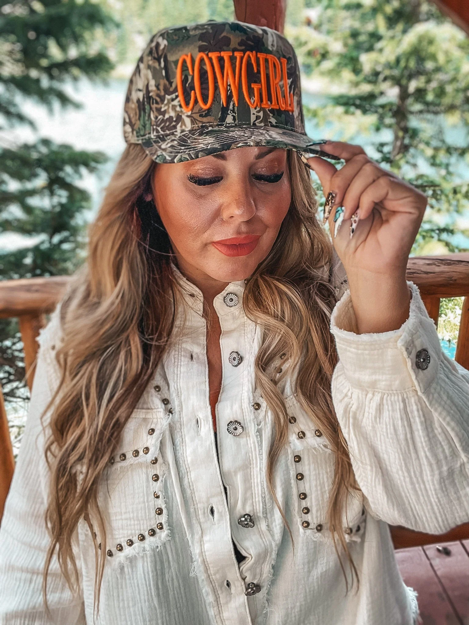 "Cowgirl" Camo Snapback Trucker Hat FINAL SALE - Image 6