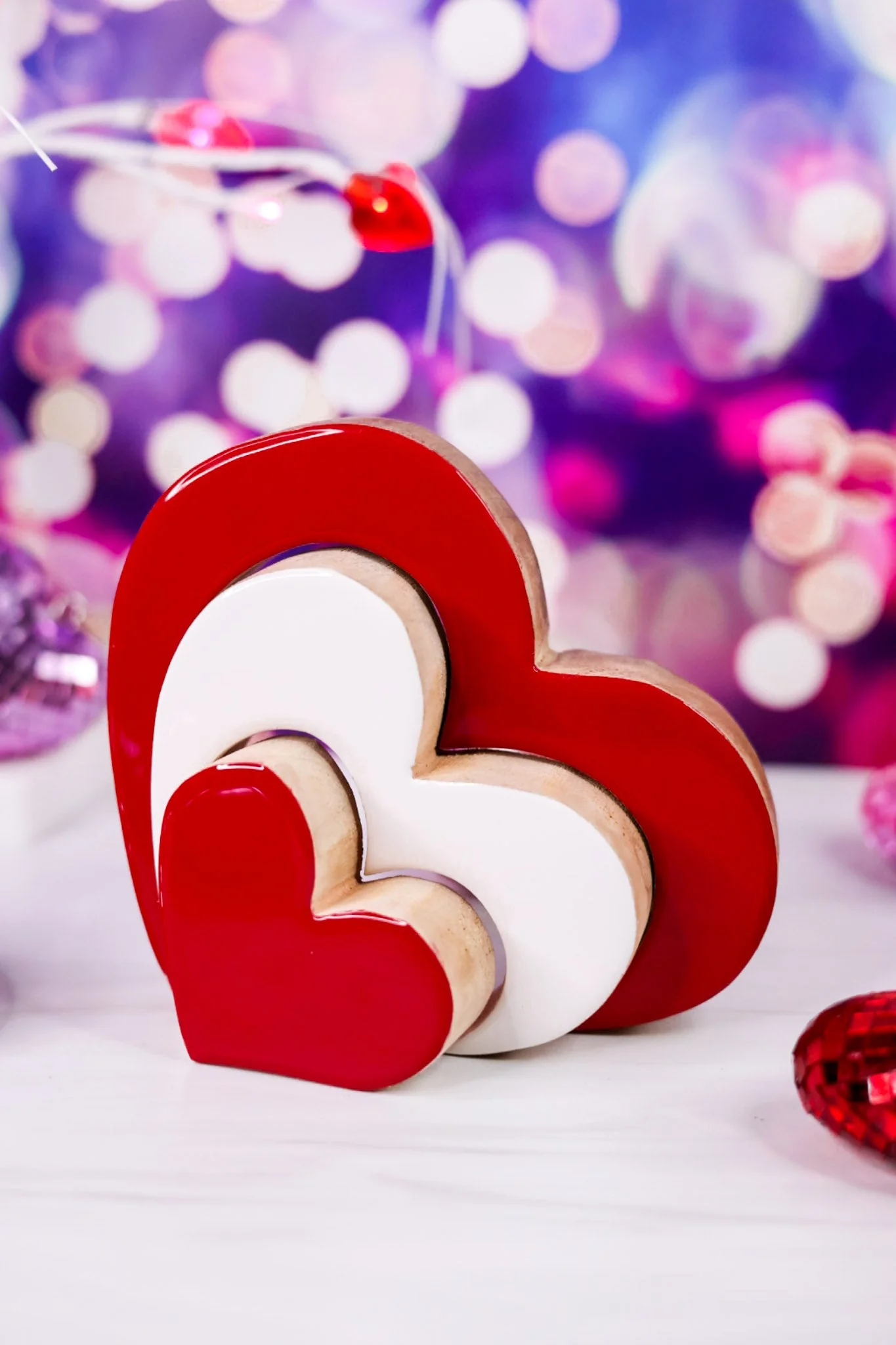 Enamel & Wood Nesting Heart Blocks FINAL SALE