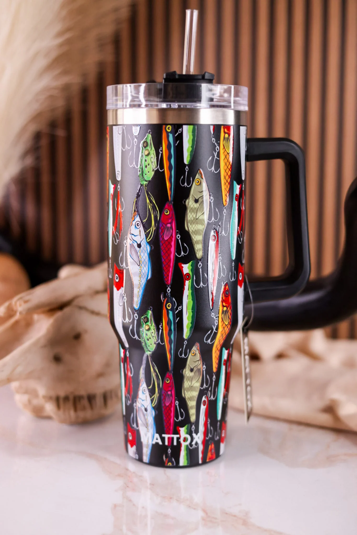 Fishing Lures 40oz Tumbler W/ Straw - Image 4