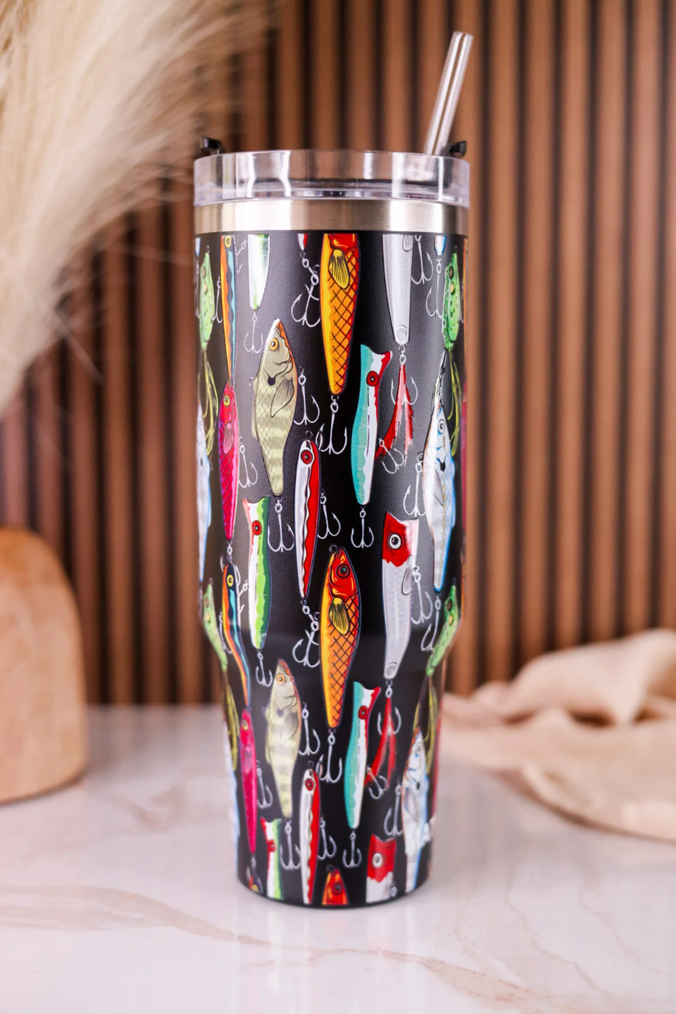 Fishing Lures 40oz Tumbler W/ Straw - Image 8