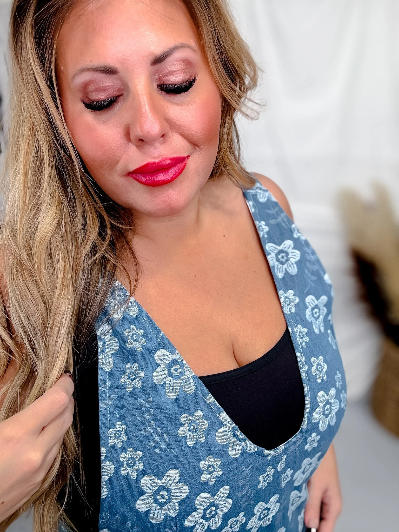 Floral Embroidered Denim Dress with Suspenders FINAL SALE - Image 3
