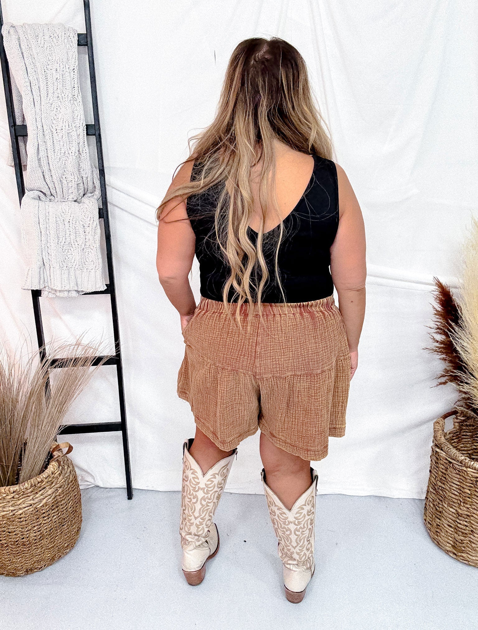 Flowy Western Chic "Range Riders" Saddle Colored Shorts FINAL SALE - Image 14