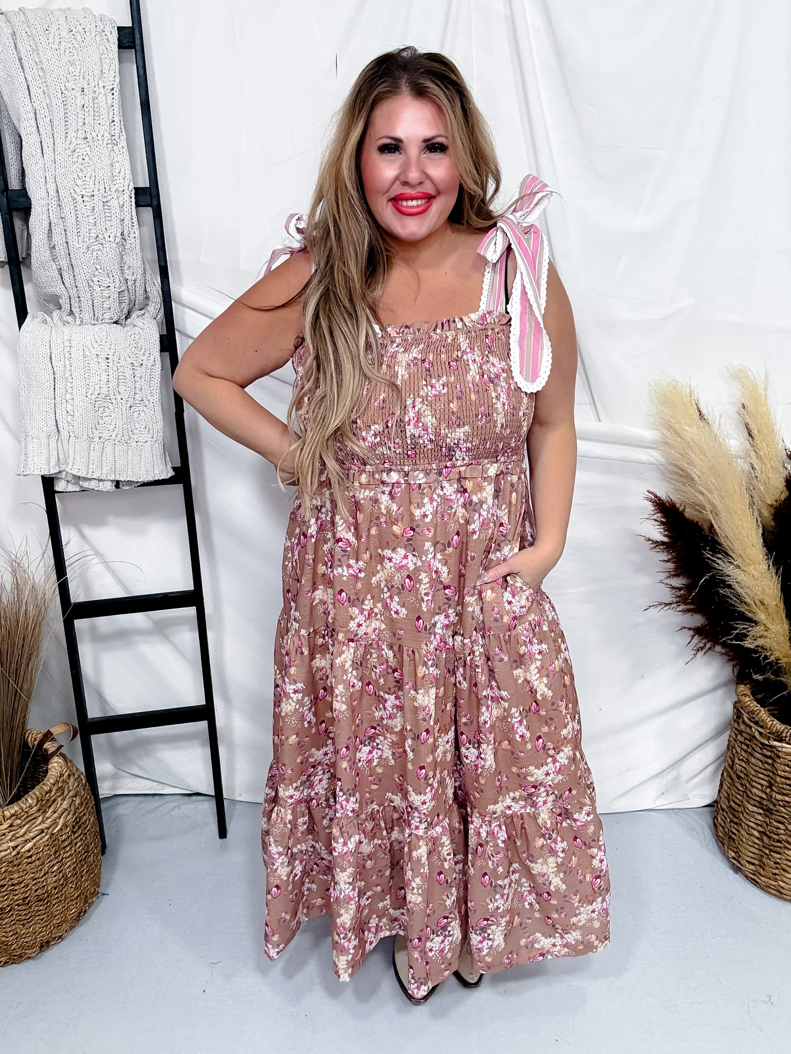 Garden Floral Maxi Dress with Tie Straps FINAL SALE - Image 5
