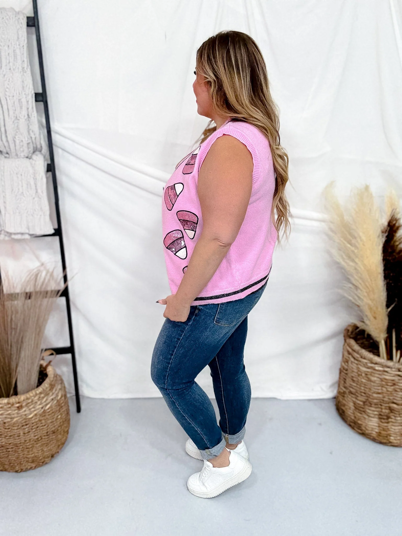 Glitter Candy Corn Pink Sweater Vest FINAL SALE - Image 11
