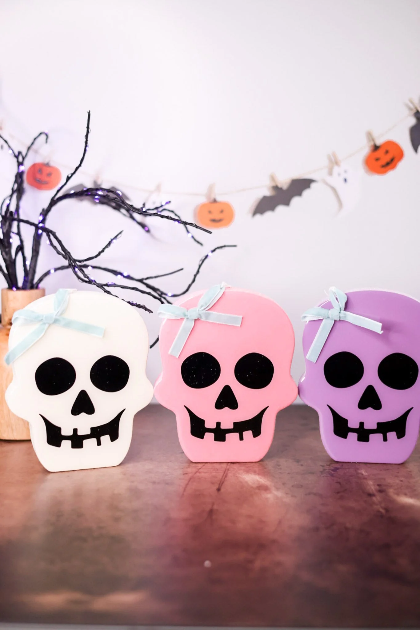 Glitter & Epoxy Pastel Skull Tabletop Sitters (3 Colors) FINAL SALE - Image 6