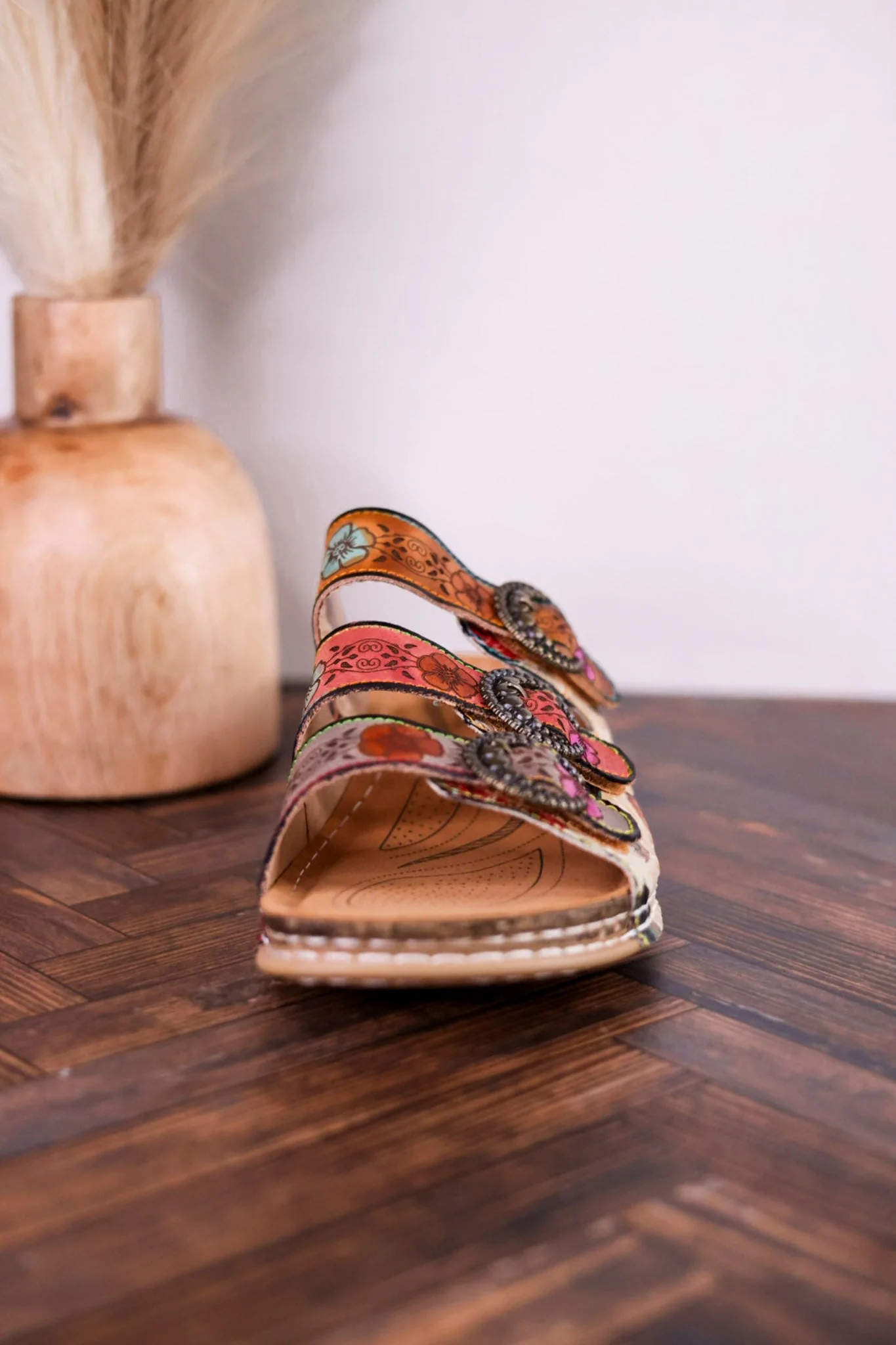 Gotta Have It Multicolored Embossed Leather Sandals - Image 10