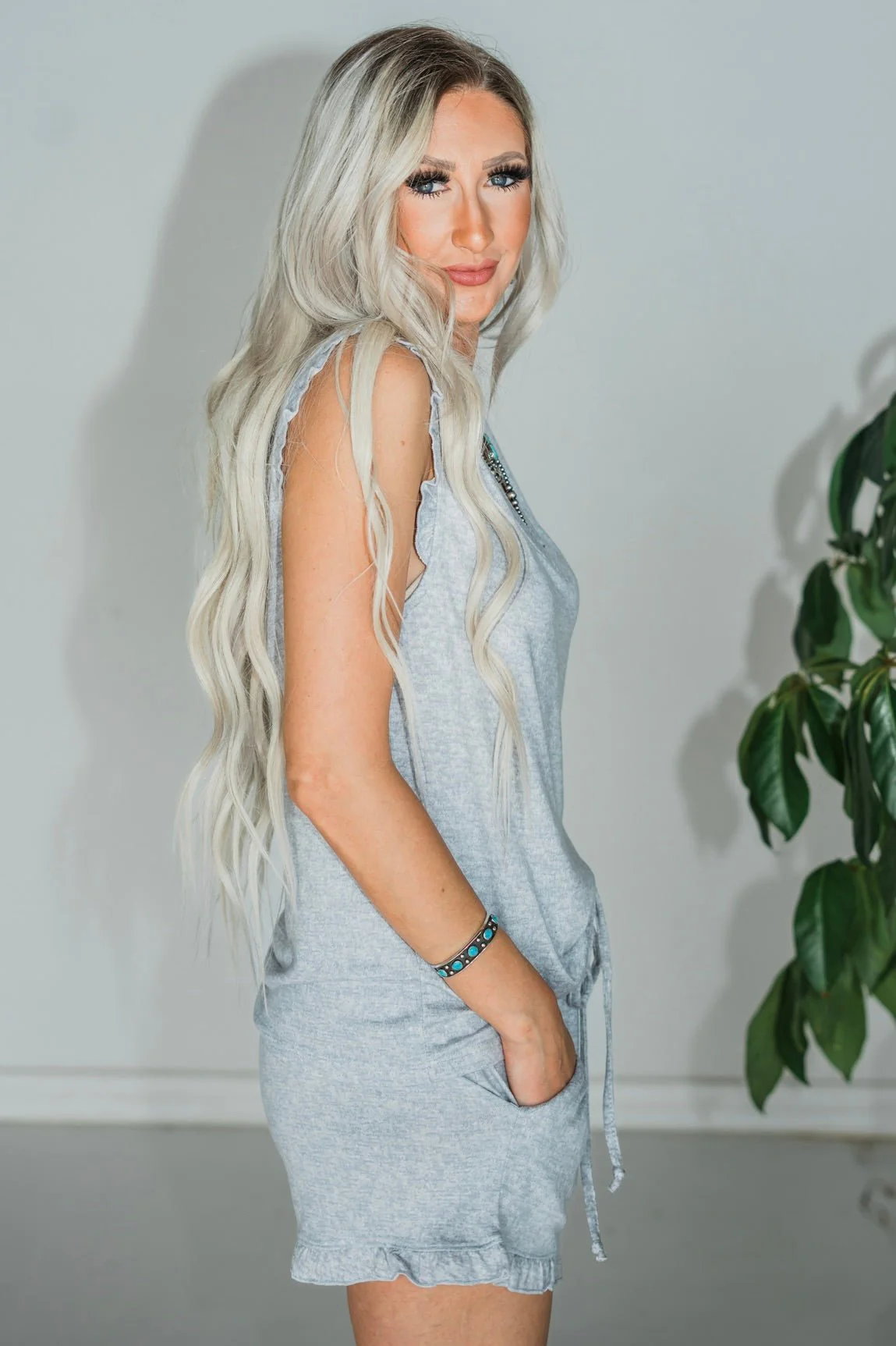 Heather Grey Dream Ruffle Top & Short Set FINAL SALE - Image 4