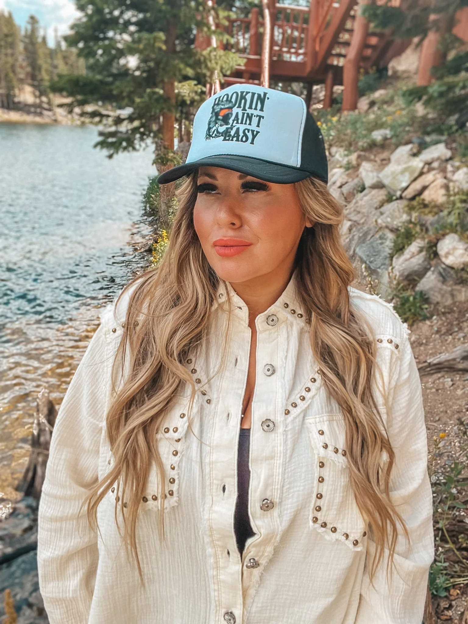 Hookin Ain't Easy Foam Front Trucker Hat - Image 2