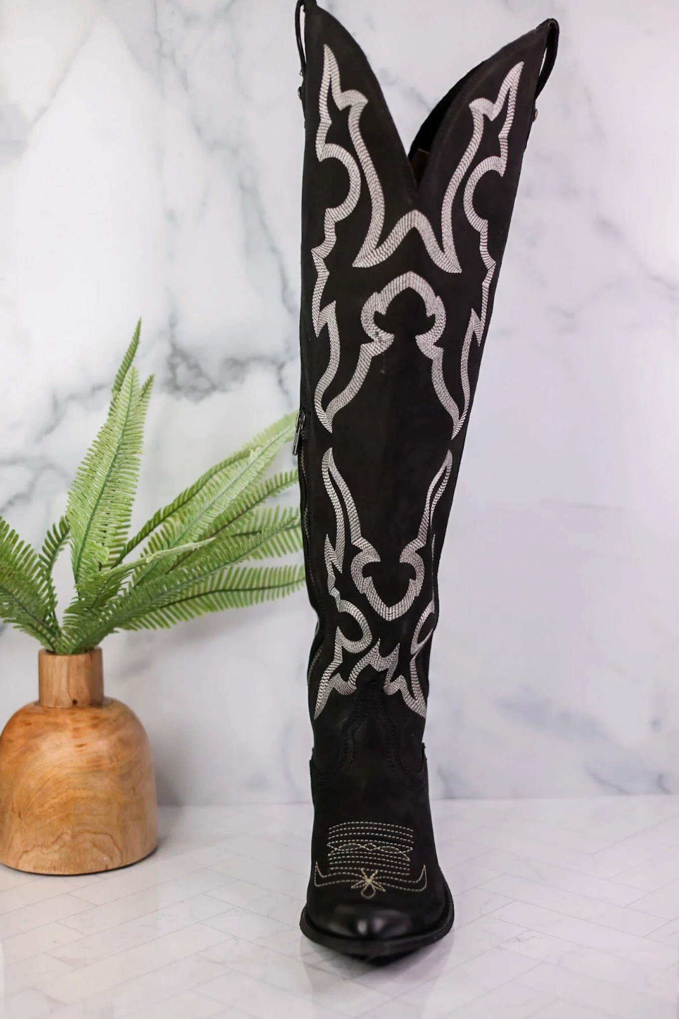 Indira Nobuck Grease Negro Over-Knee Boots - Image 6