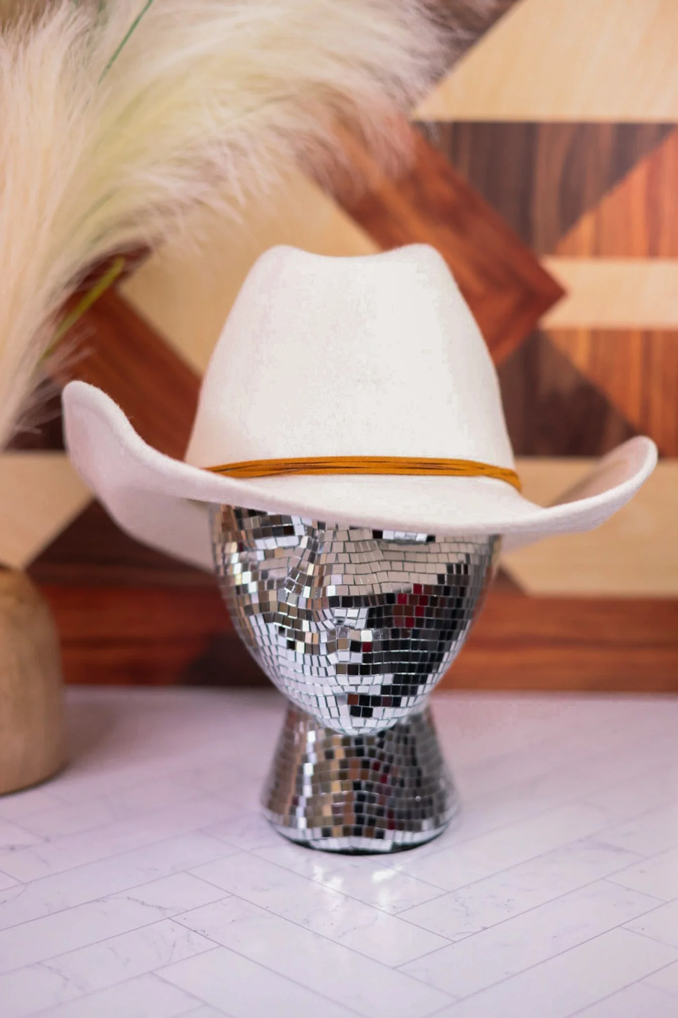 Ivory Felt Cowboy Hat with Faux Leather Band FINAL SALE - Image 5