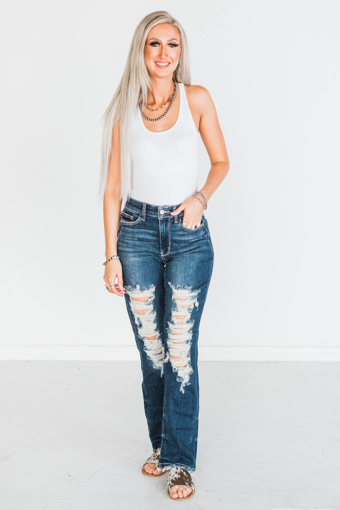 Judy Blue Heavy Destroy Straight Leg Jeans - Image 5