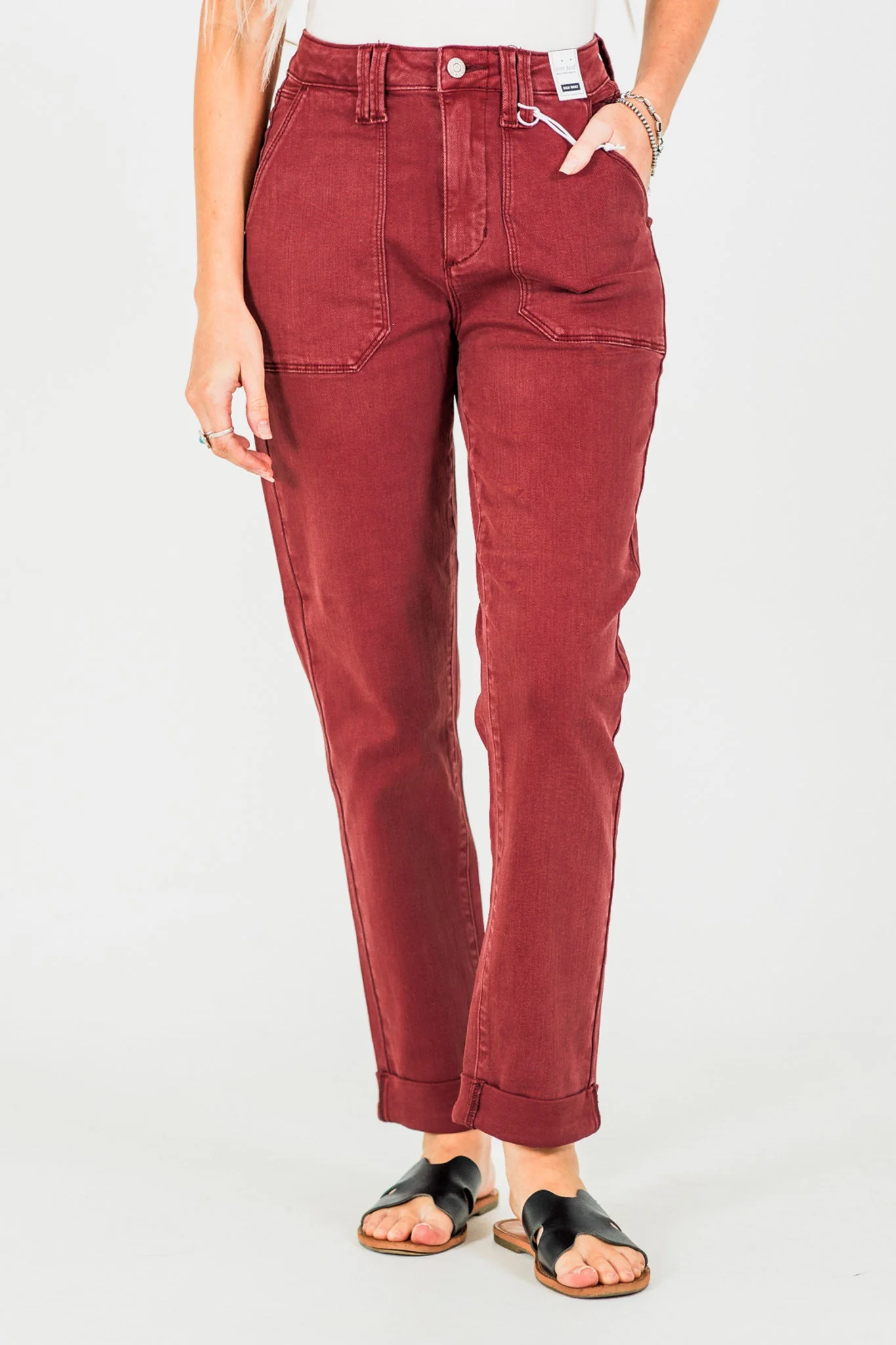 Judy Blue High Waist Sangria Cuffed Aurora Jogger Jeans FINAL SALE - Image 4