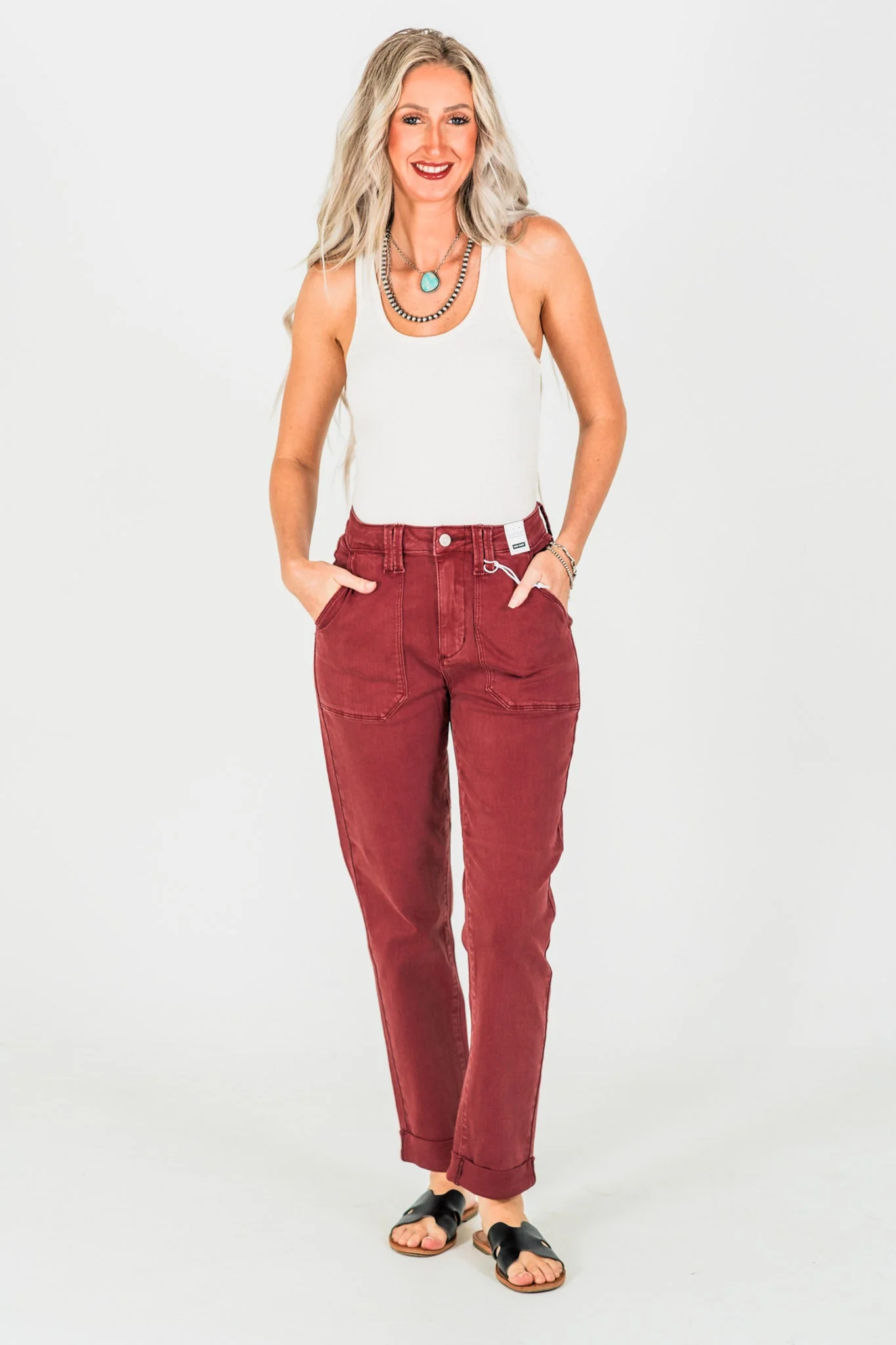 Judy Blue High Waist Sangria Cuffed Aurora Jogger Jeans FINAL SALE - Image 5