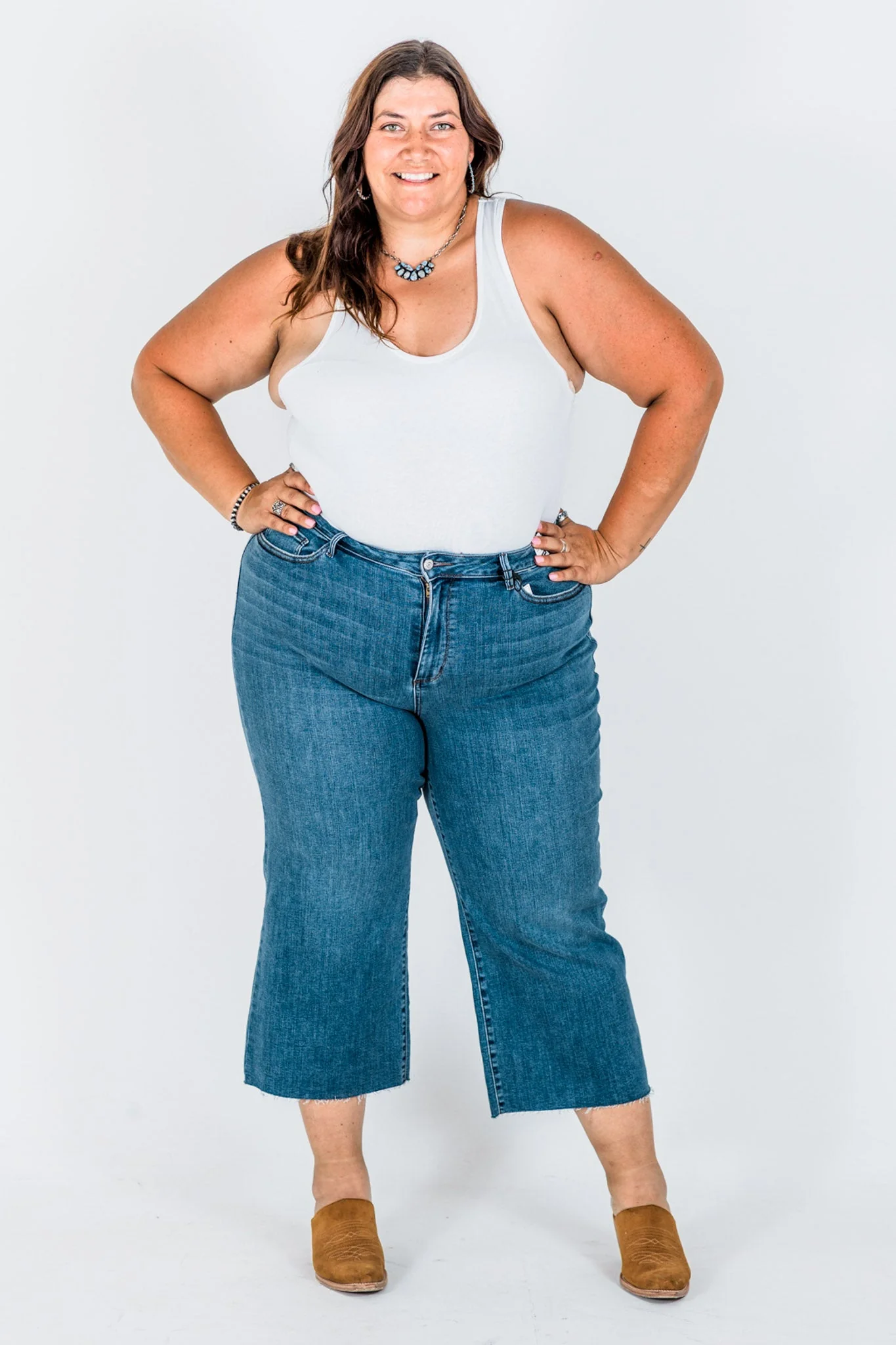 Judy Blue High Waist Cropped Wide Leg Raw Hem Jeans FINAL SALE - Image 10