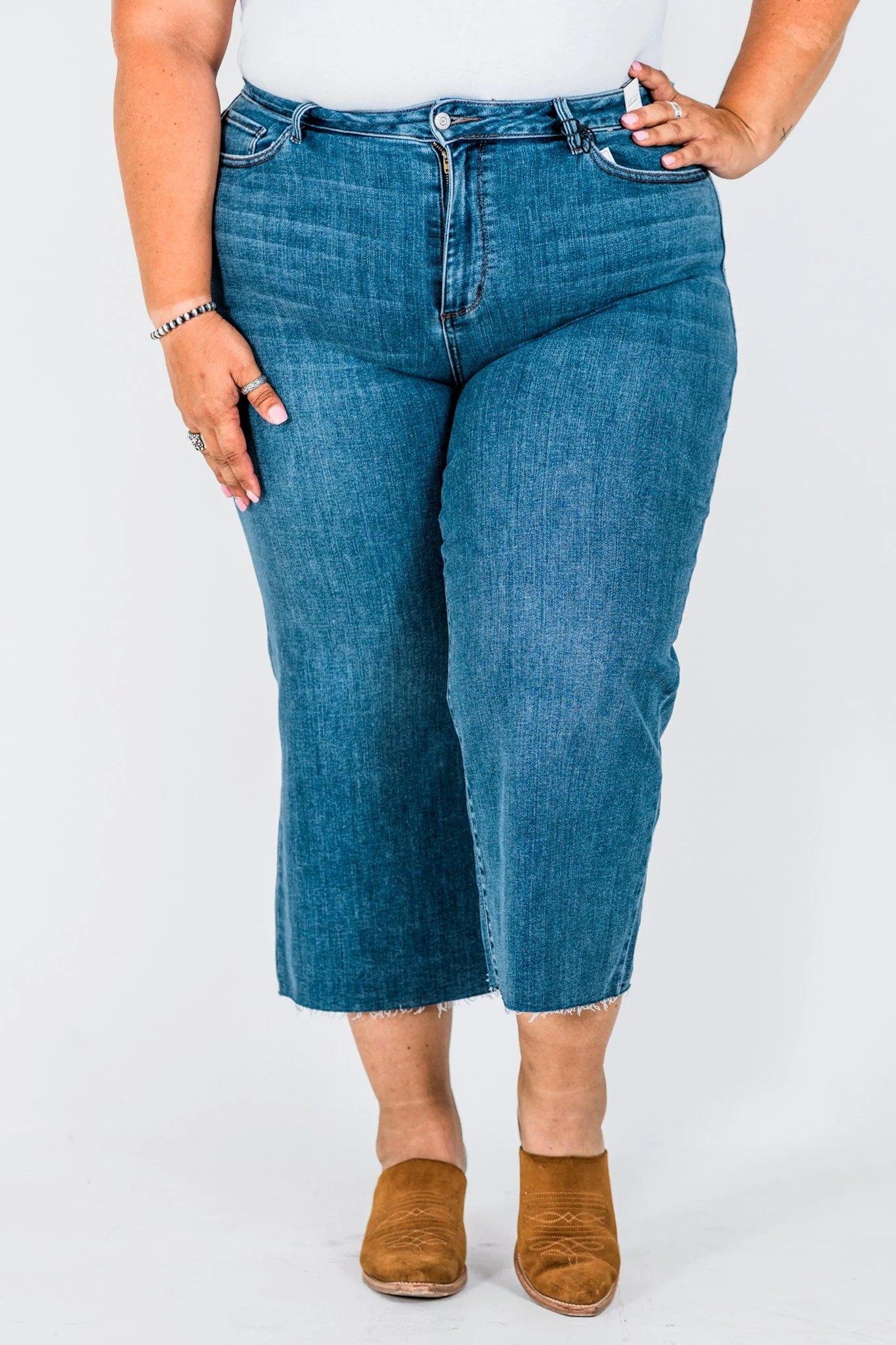Judy Blue High Waist Cropped Wide Leg Raw Hem Jeans FINAL SALE - Image 11