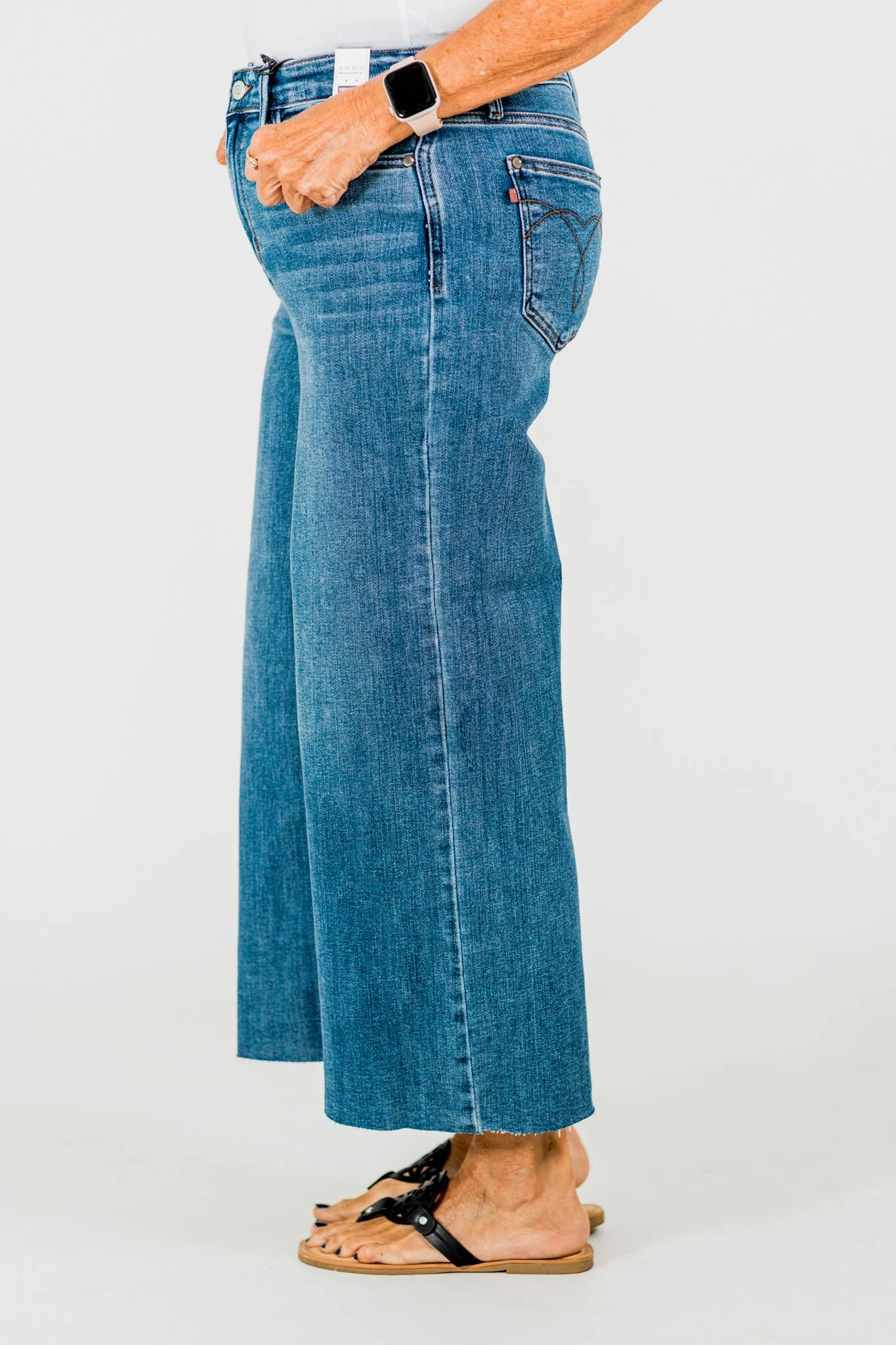 Judy Blue High Waist Cropped Wide Leg Raw Hem Jeans FINAL SALE - Image 12