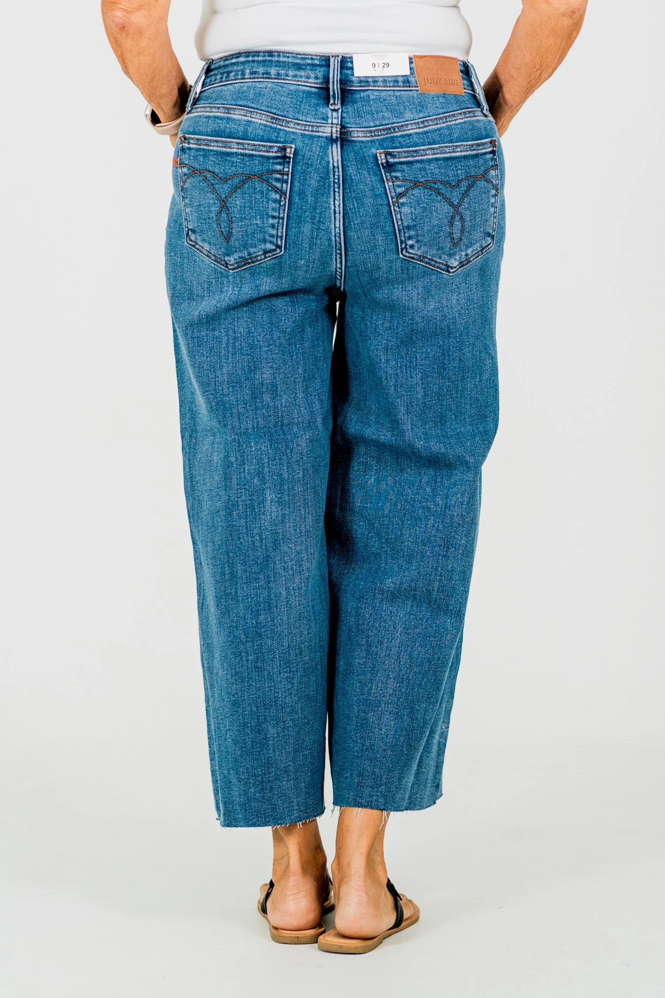Judy Blue High Waist Cropped Wide Leg Raw Hem Jeans FINAL SALE - Image 13