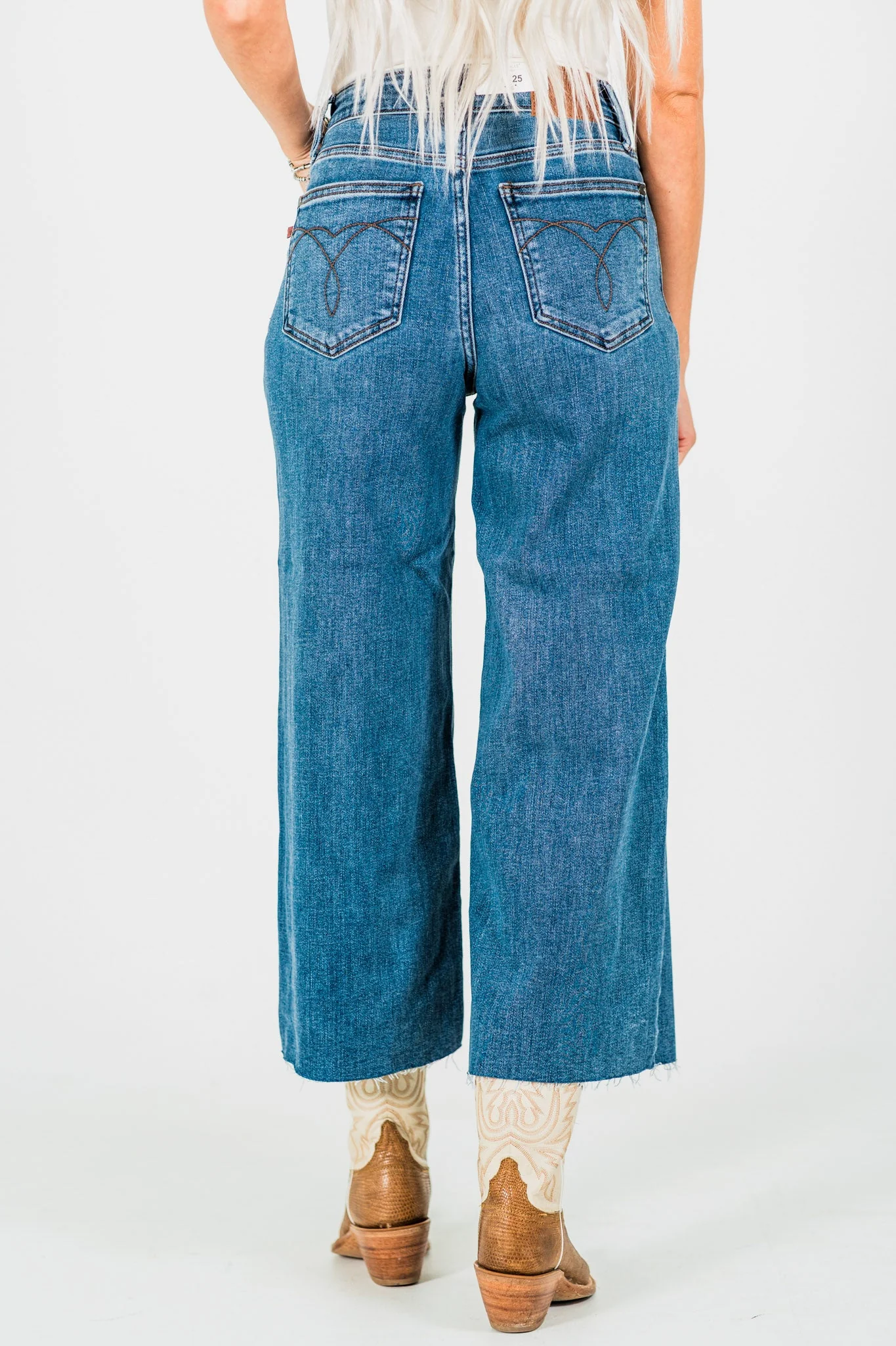 Judy Blue High Waist Cropped Wide Leg Raw Hem Jeans FINAL SALE - Image 3