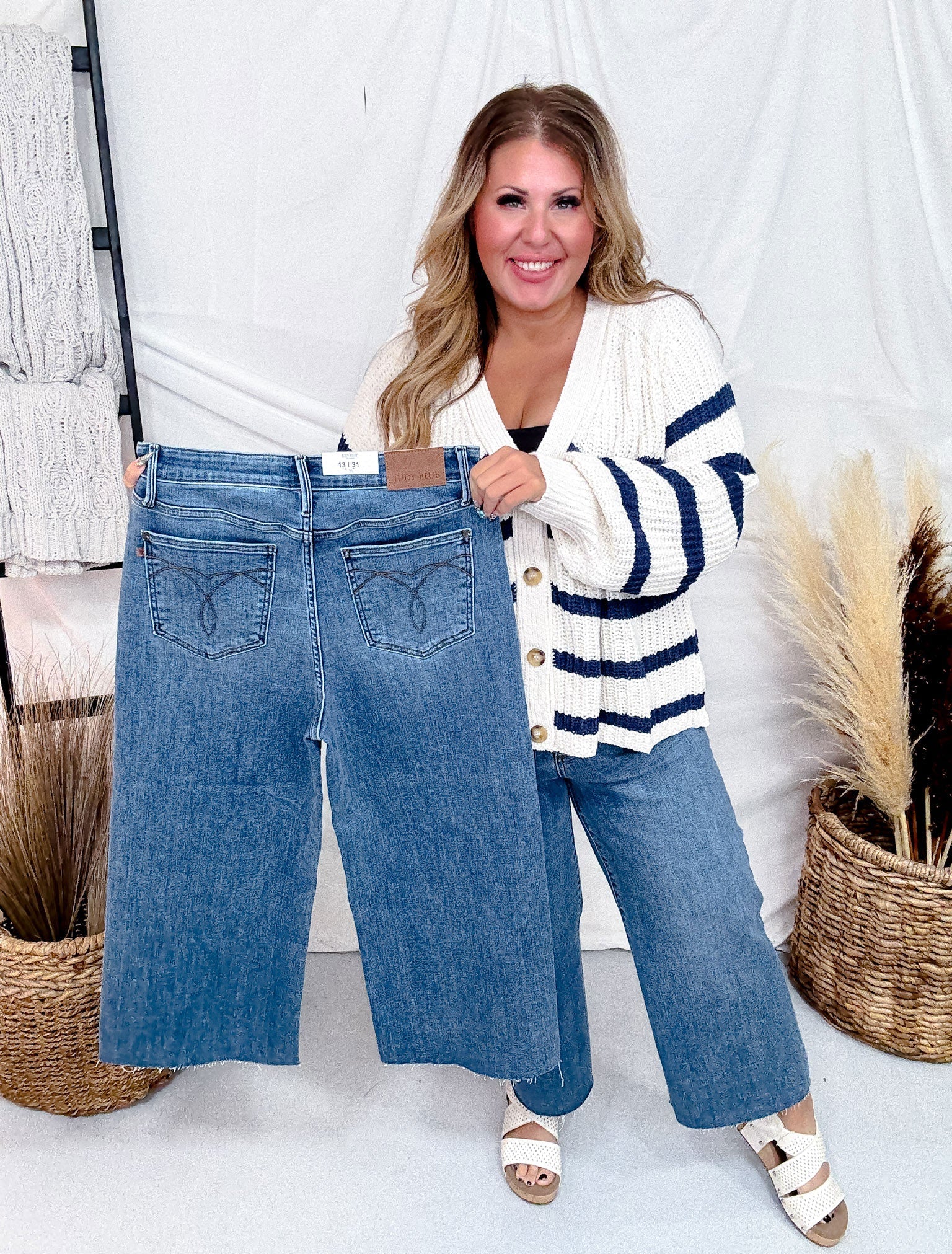Judy Blue High Waist Cropped Wide Leg Raw Hem Jeans FINAL SALE - Image 6