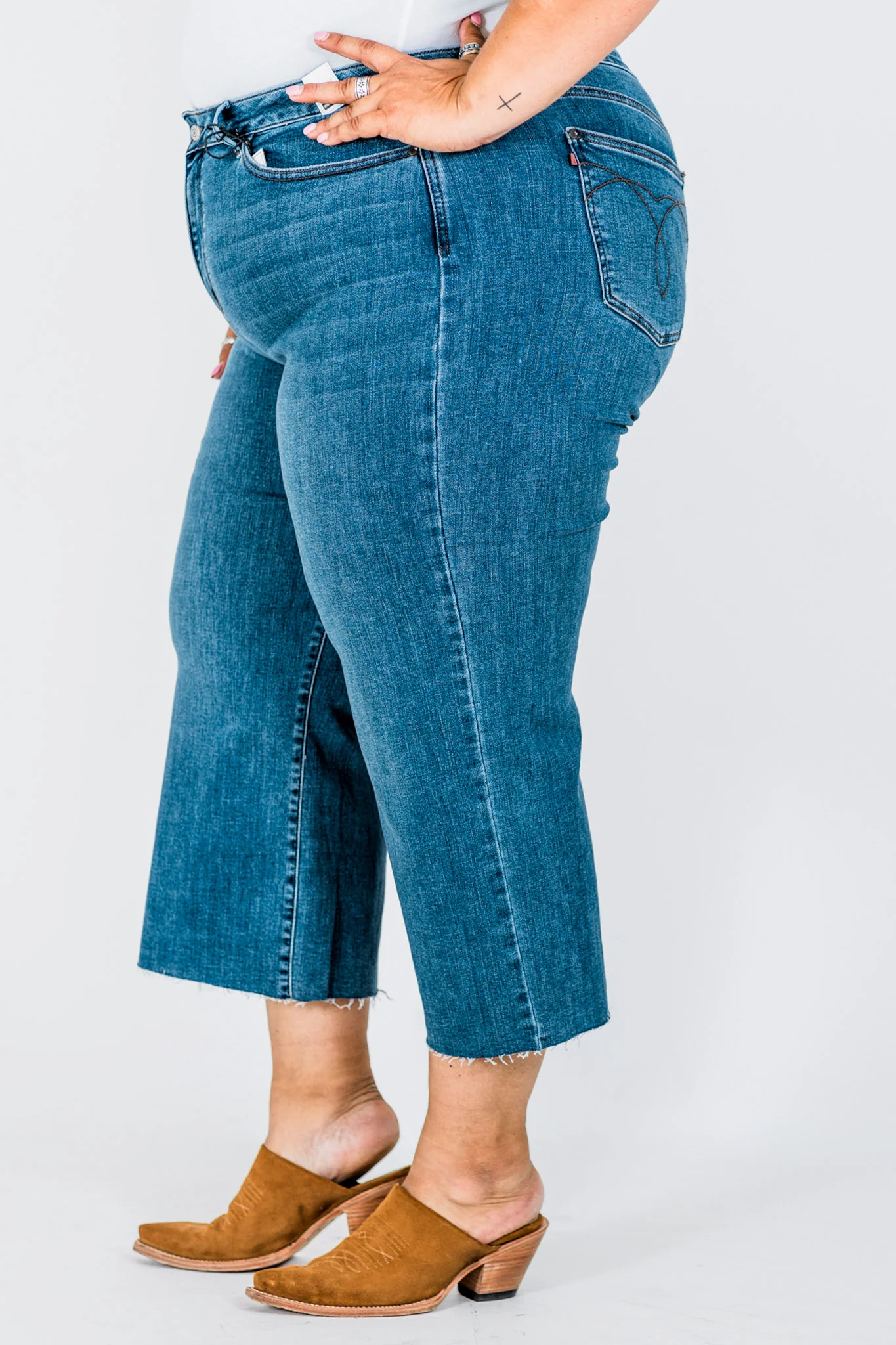 Judy Blue High Waist Cropped Wide Leg Raw Hem Jeans FINAL SALE - Image 9