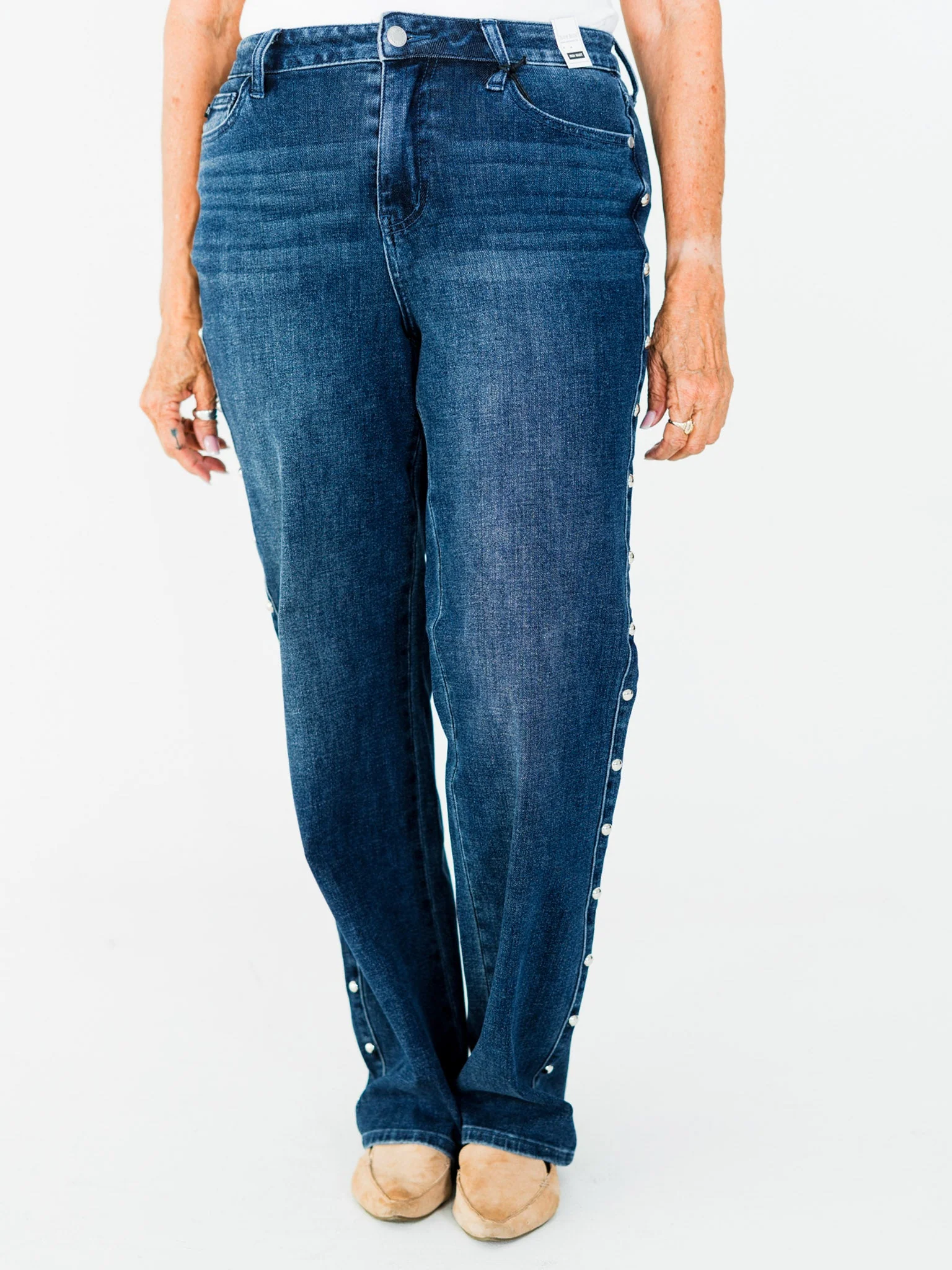 Judy Blue High-Waist Dome Studded Straight Jeans FINAL SALE - Image 16