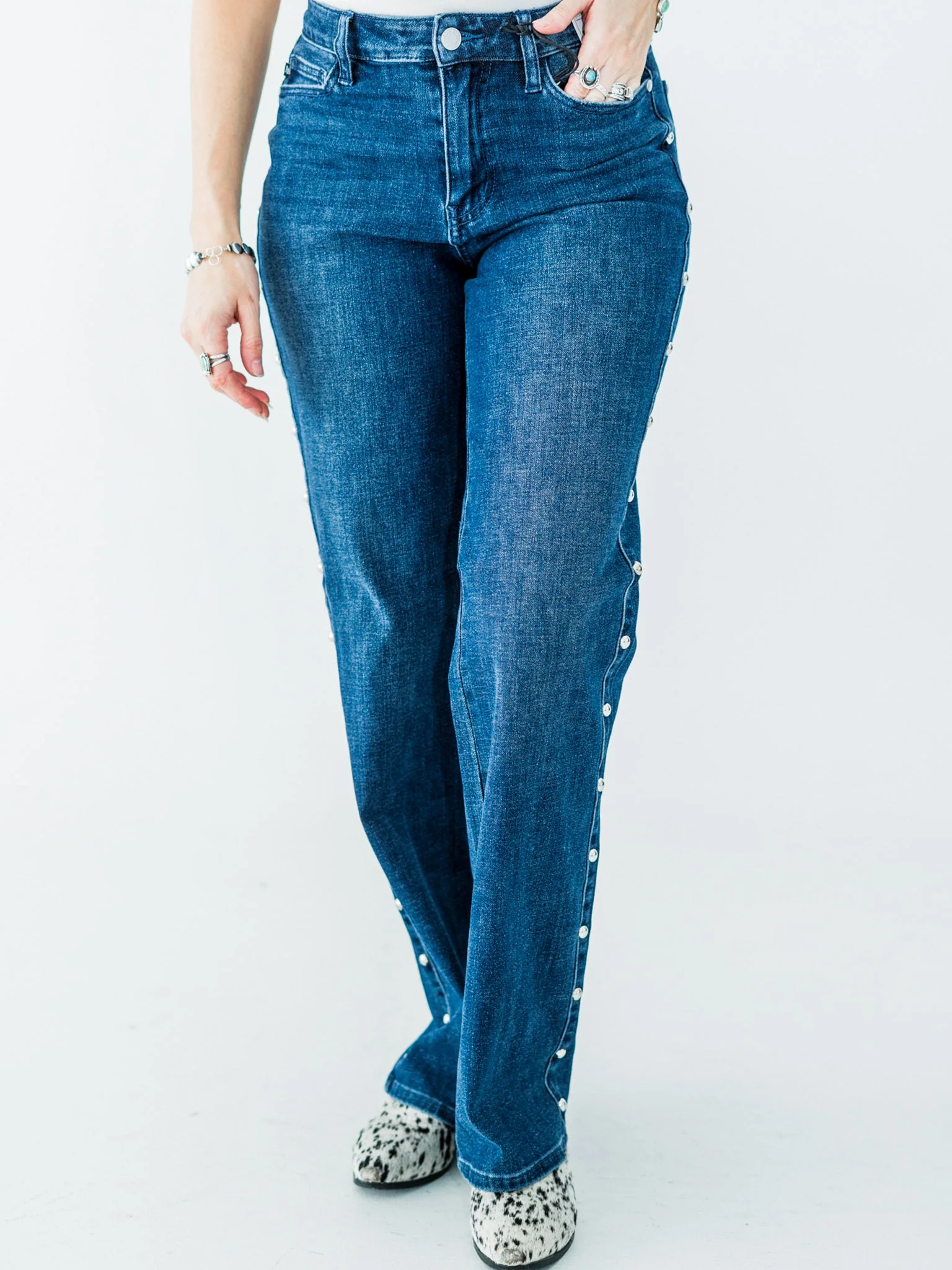 Judy Blue High-Waist Dome Studded Straight Jeans FINAL SALE - Image 3