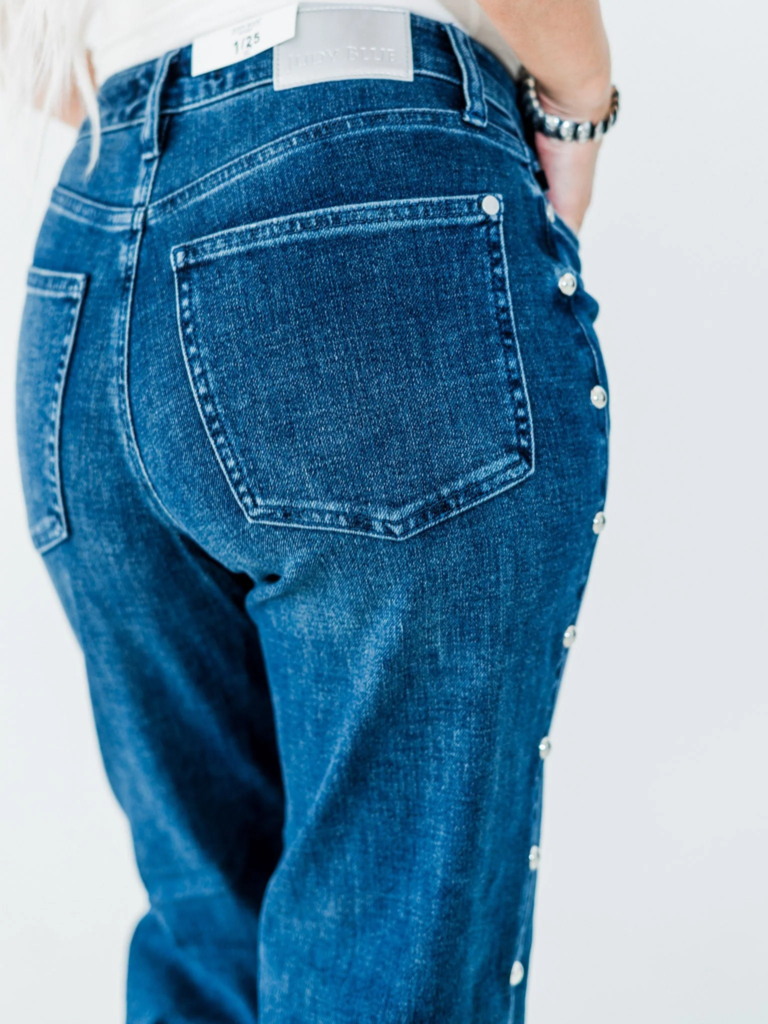 Judy Blue High-Waist Dome Studded Straight Jeans FINAL SALE - Image 4