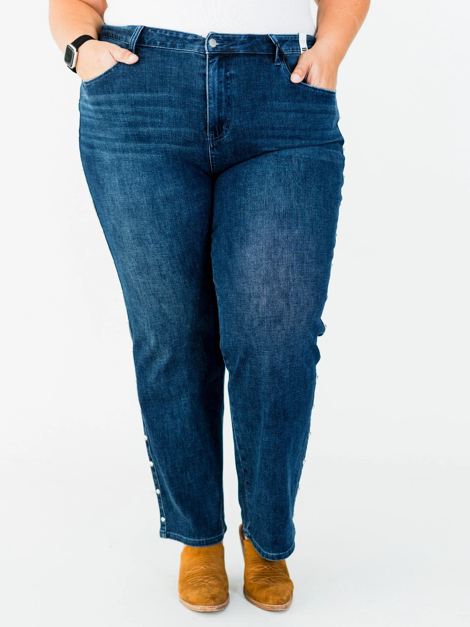 Judy Blue High-Waist Dome Studded Straight Jeans FINAL SALE - Image 7
