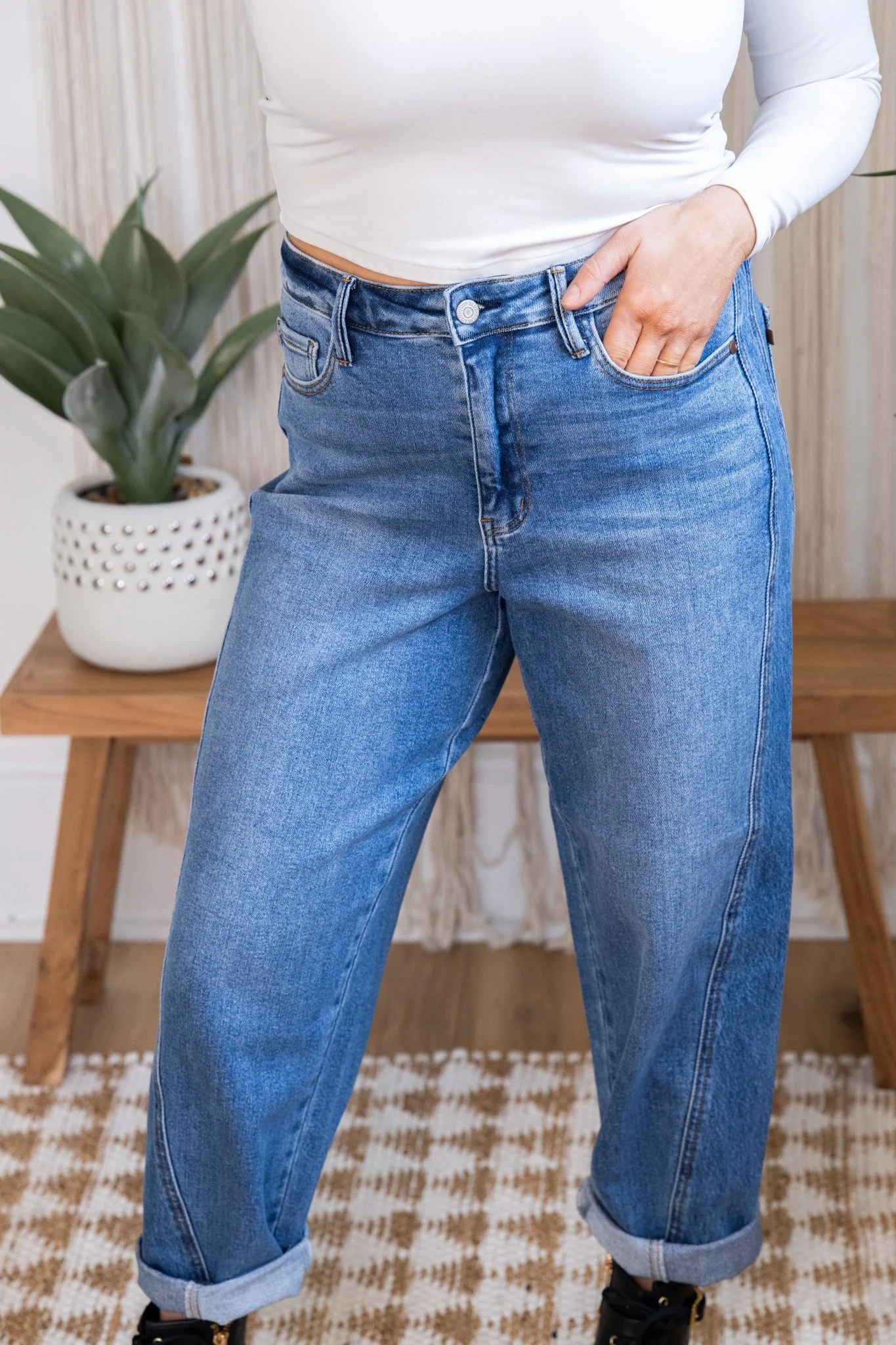 Judy Blue High-Waist Rigid Magic Panel Barrel Jeans - Image 3