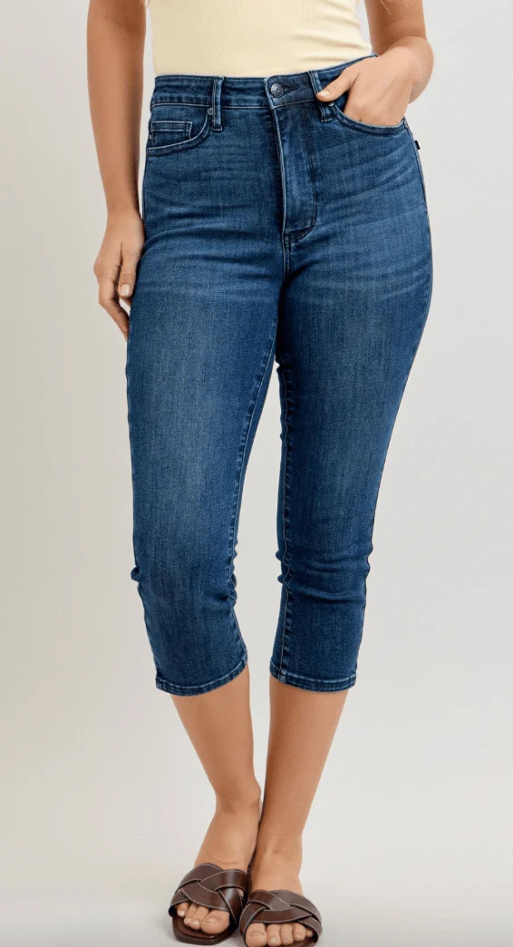 Judy Blue High Waist Tummy Control Capris W/ Shield Pockets - Image 11
